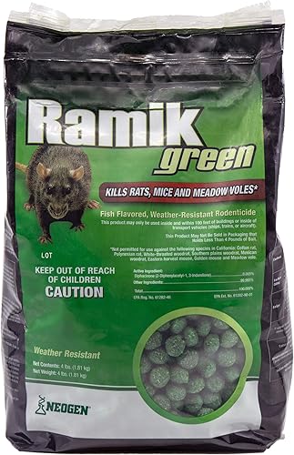 NEOGEN RODENTICIDE Bolso Ramik Mouse y Rat Nuggets 4 Libras Verde NEOGEN RODENTICIDE Bolso Ramik Mouse y Rat Nuggets 4 Libras Verde