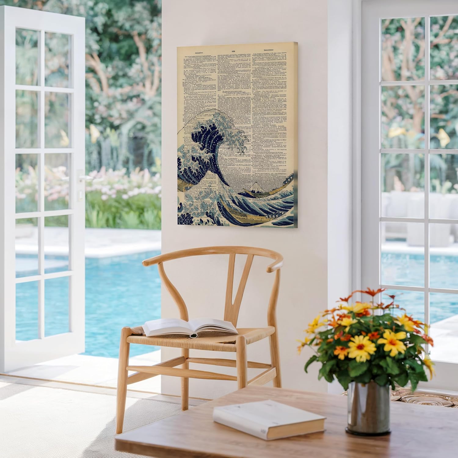 Poster Master Dictionary Art Canvas - Great Wave Off Kanagawa Print - Japanese & Deep Sea Art - Nautical Gift for Him, Her - Wall Decor for Bathroom, Ocean or Beach House - 8x10 STRETCHED Canvas