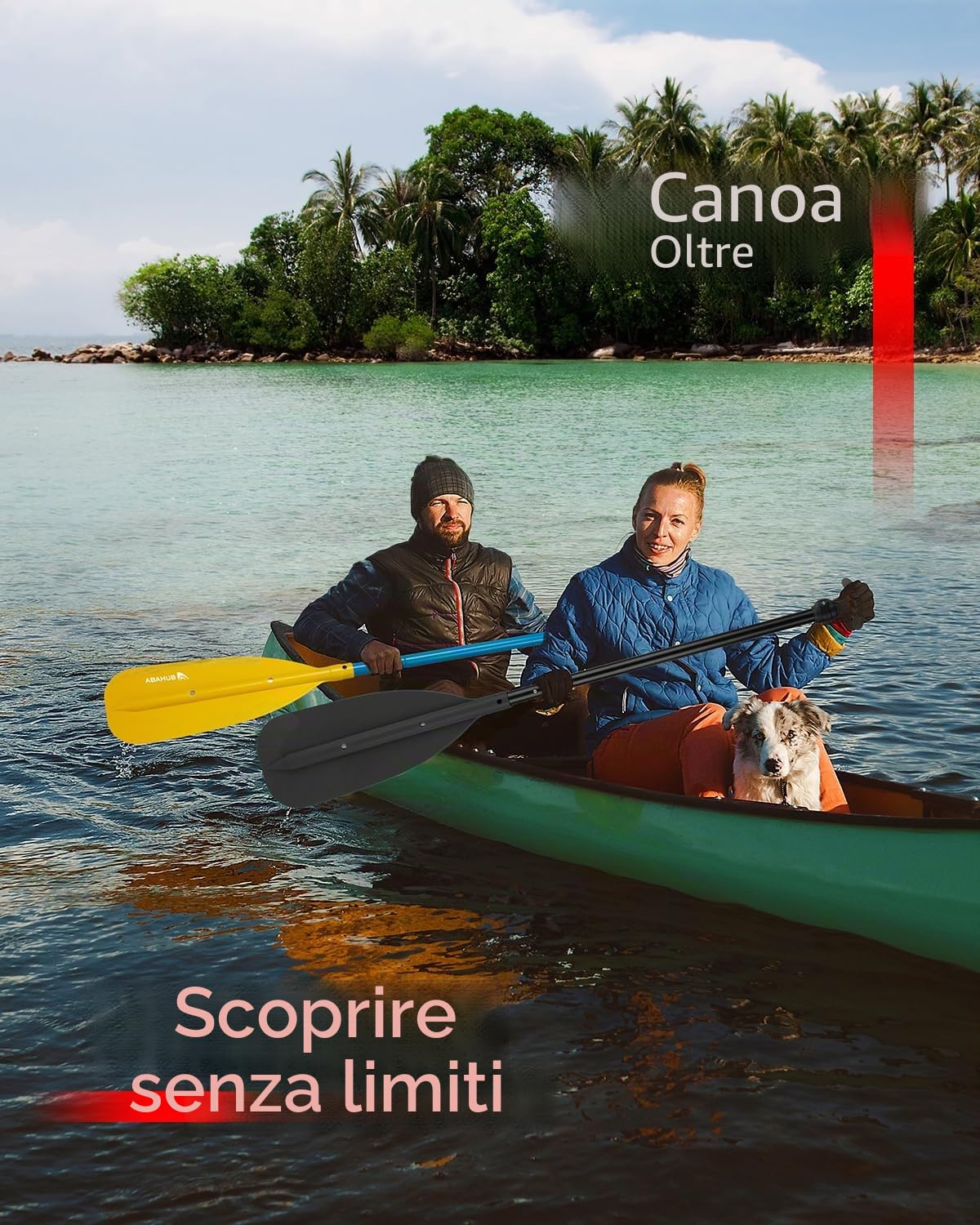 Abahub Pagaia telescopica per canoa, 130-160 cm, 3 pezzi, leggera, in alluminio, per canoa, kayak e gommoni, portatile