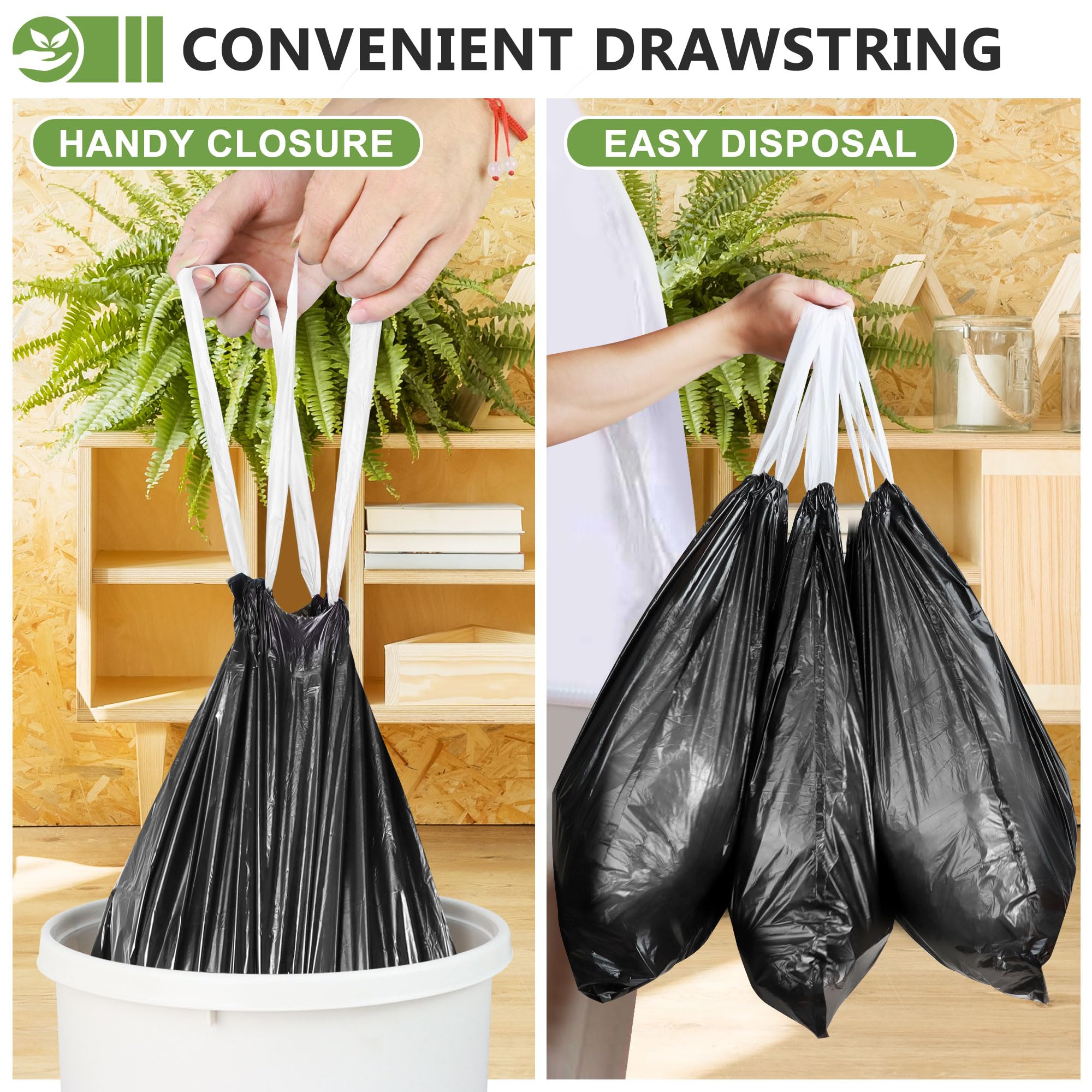 140 bolsas de basura pequeñas, bolsa de basura de 4 galones, 6 x 19.7 pulgadas, bolsas de basura para oficina, dormitorio, baño, bolsas de basura pequeñas negras sin perfume