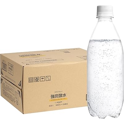 by Amazon スパークリング強炭酸水 レモン ラベルレス 500ml×24本 (Happy Belly)