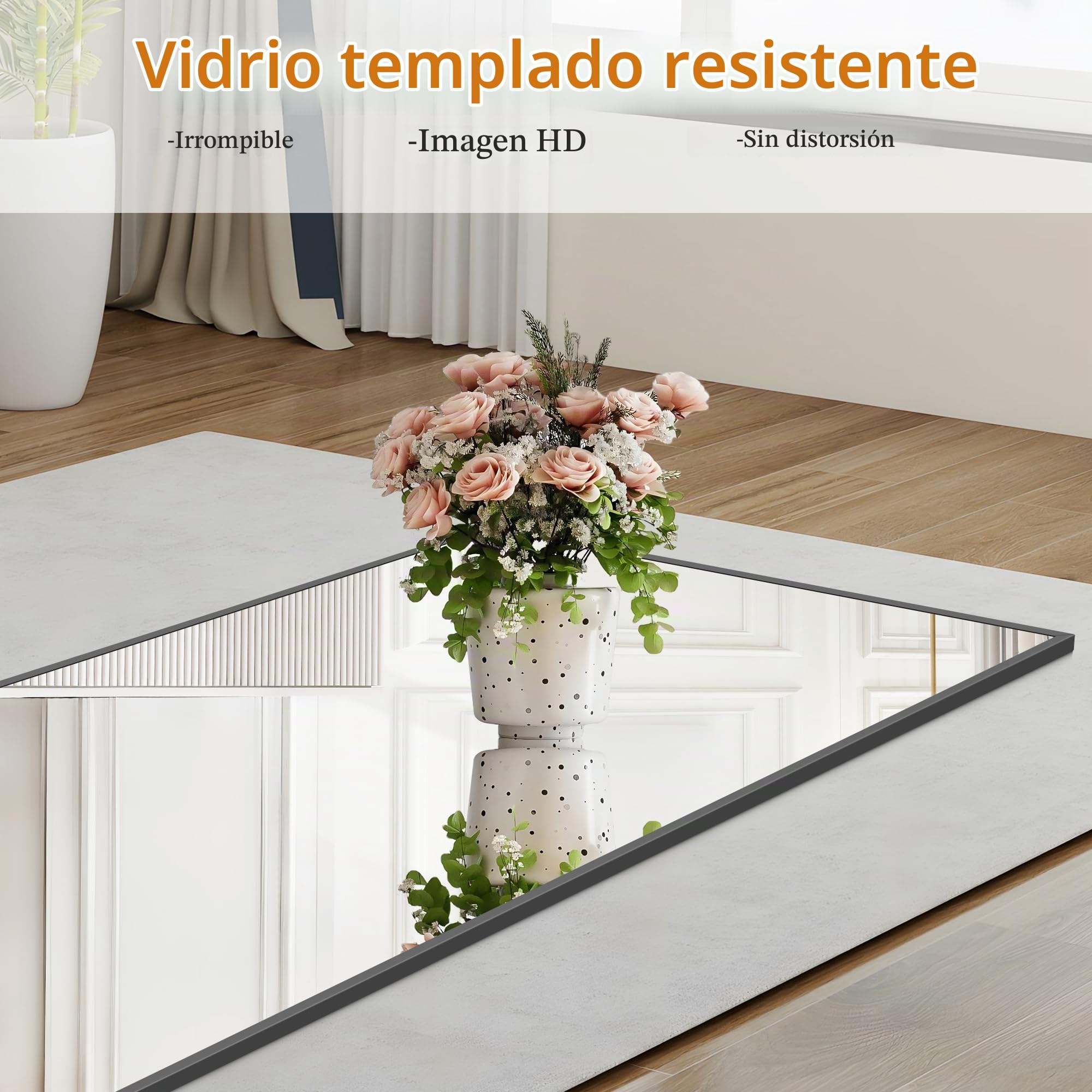 Weare Home Espejo de Cuerpo Entero 161 x 52 cm, de Pie y Pared con Marco de Aleación de Aluminio y Soporte para Sala Dormitorio (Negro)