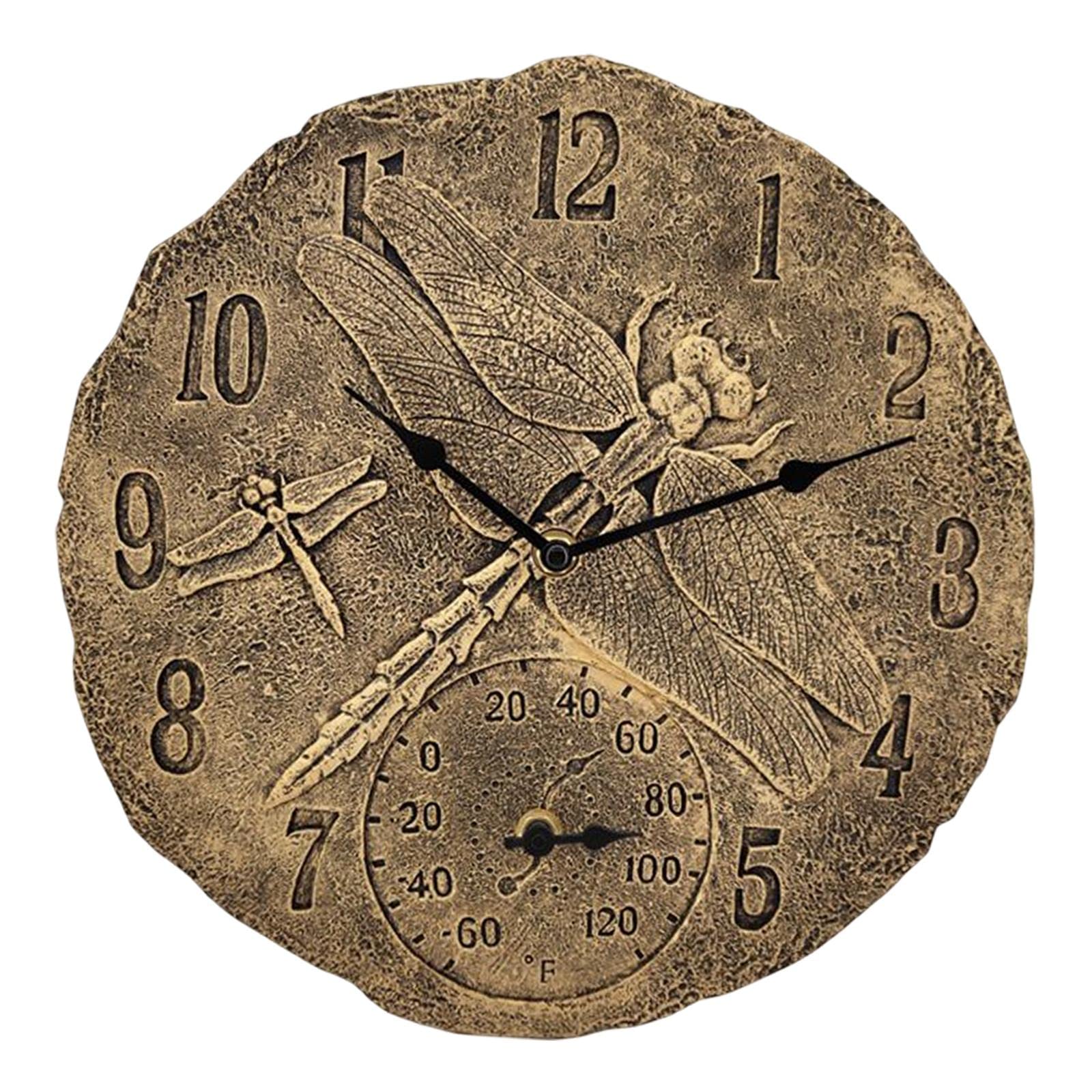 SM SunniMix 30.5cm Horloge Murale Étanche Intérieur Extérieur Température Affichage Quartz Montres Suspendues Horloges Rondes pour La Salon Pelouse