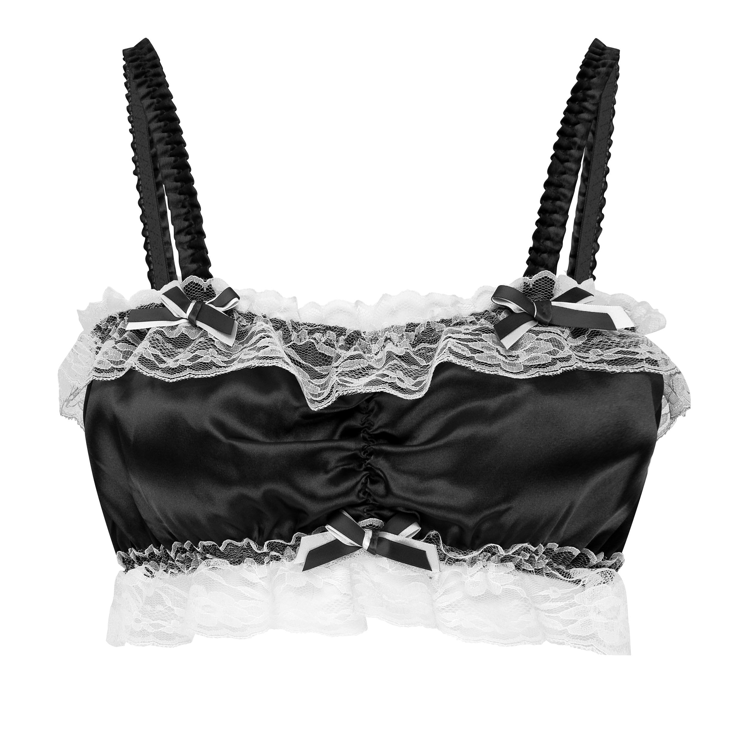 Satini Sissy Satin Fitted Bralette, Black, XXL