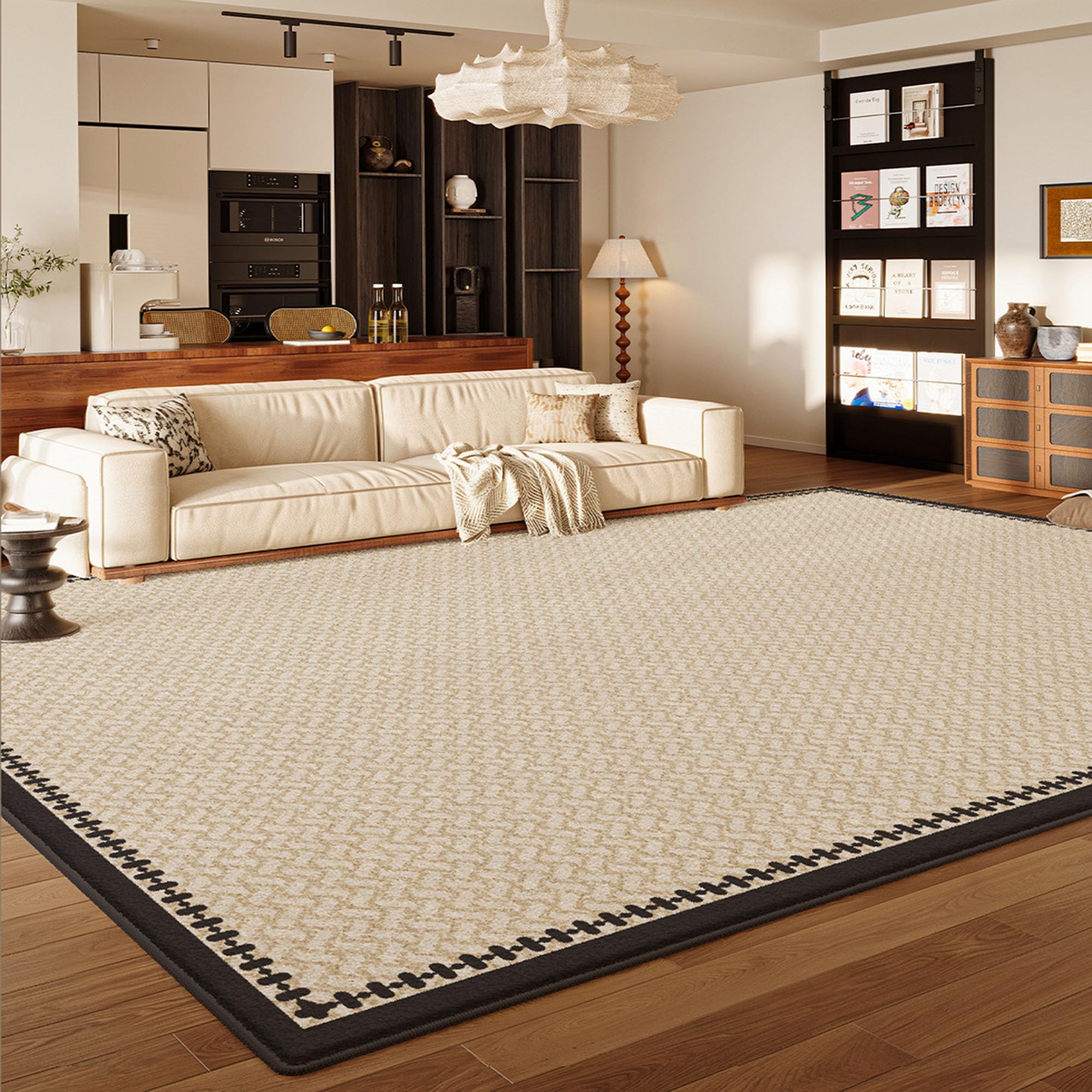 Grand tapis lavable 160x230 cm avec envers antidérapant et poils doux