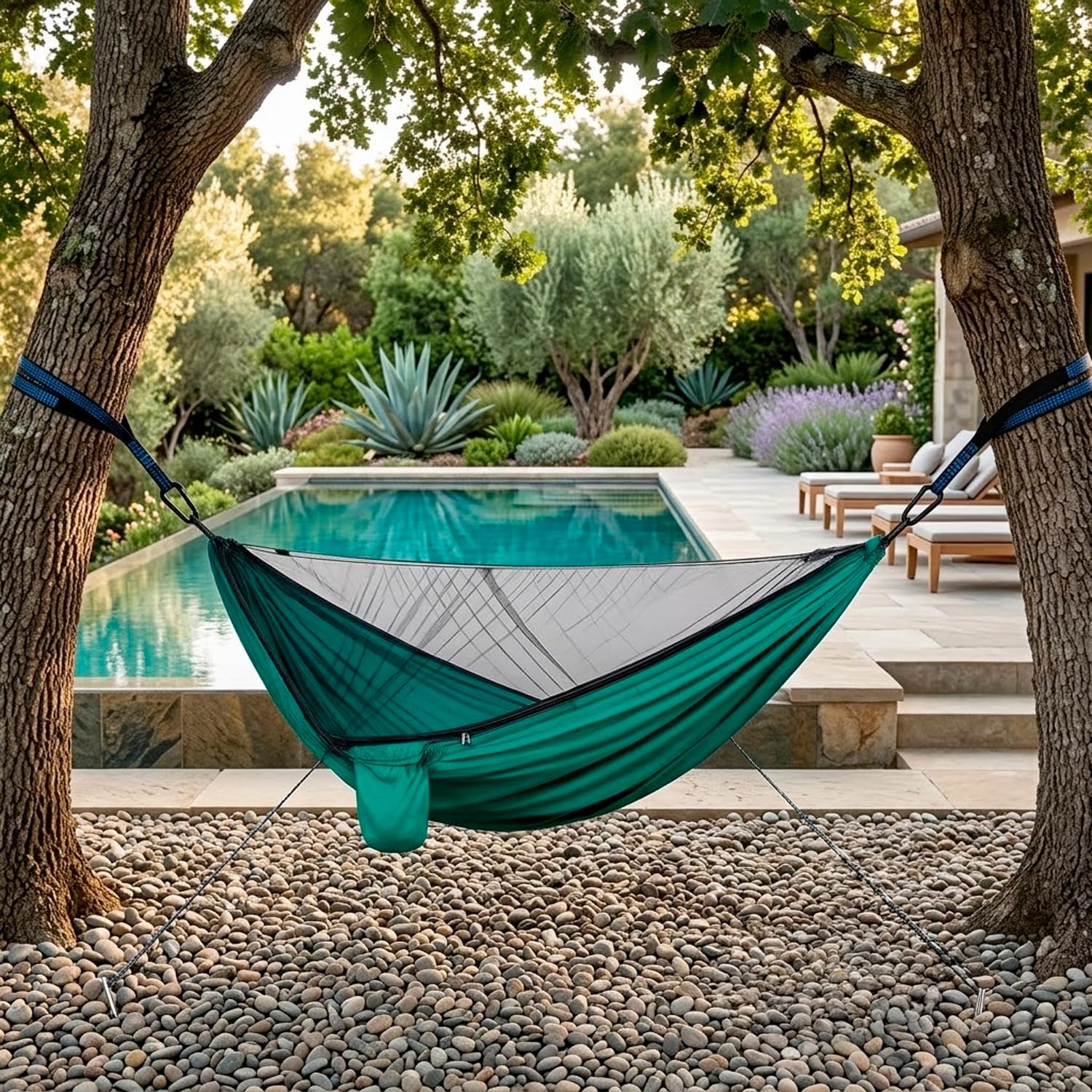 Amaca Da Campeggio Con Zanzariera Integrata In Nylon 210T Portatile Resistente Per Trekking Escursioni Giardino Outdoor Con Cinghie Supporto Fino A 300 Kg 290 x 140 Cm Verde