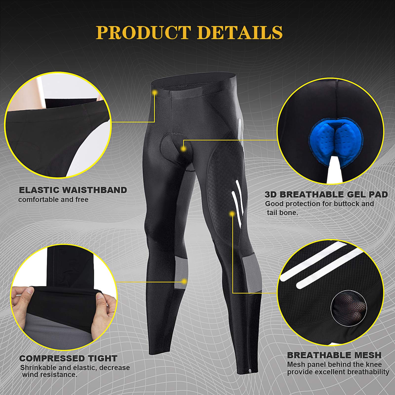 MEETWEE Pantalon Cyclisme Homme Respirant 3D Gel Silicone Long Compression Leggings Vélo
