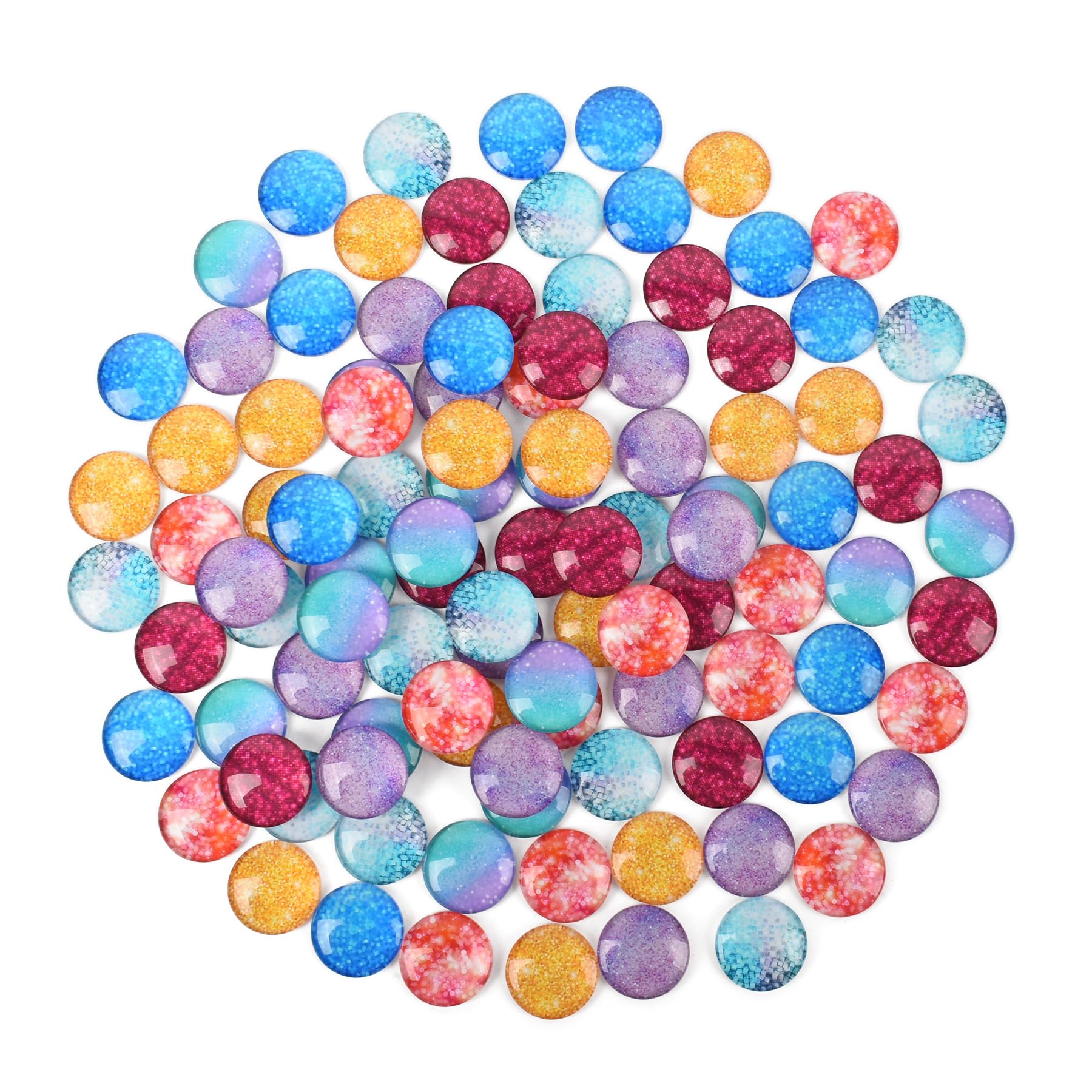 HUIANER Printed Glass Cabochons 50PCS 20MM Starry Sky Pattern Glass Patch Colorful Rainbow Glass Gems Mosaic Glass Pieces Cabochons for Jewelry Making Photo Cameo Pendant Handcraft Vase