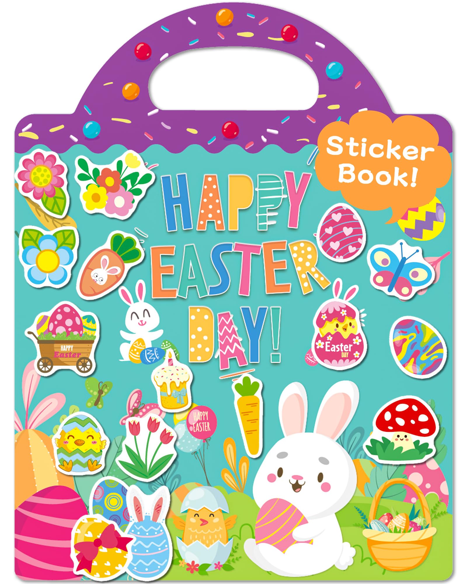 Benresive Reusable Sticker Book for Toddlers 2-4 Years, Fun Travel Stickers for Kids, Waterproof Sticker Books for Toddlers 1-3, Crafts Activities for Todddlers 1-3 2-4 3-5 - Easter