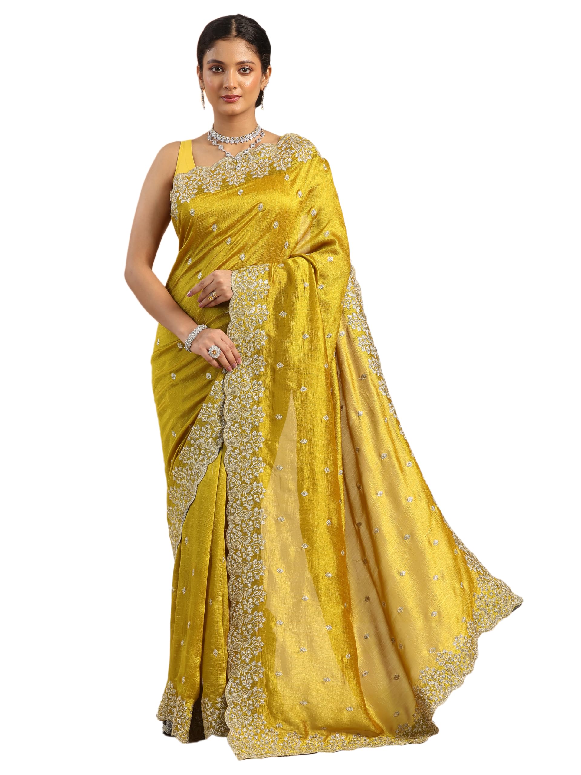 Embroidered Silk Blend Saree for Women (16890PR)-image-18