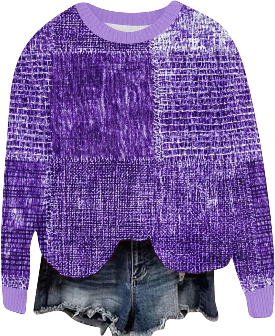 Ugly Christmas Sweater Women Funny Christmas Graphic Crewneck Long Sleeve Knit Sweatshirts Cute Xmas Holiday Pullover A21 Multicolor 4X-Large - Image 1 of 4