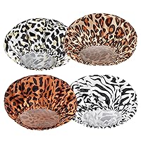 Vista 8 de AmazerBath gorro de ducha, paquete de 4 gorras de baño para mujeres reutilizables e impermeables, gorro de ducha de doble capa para el cabello