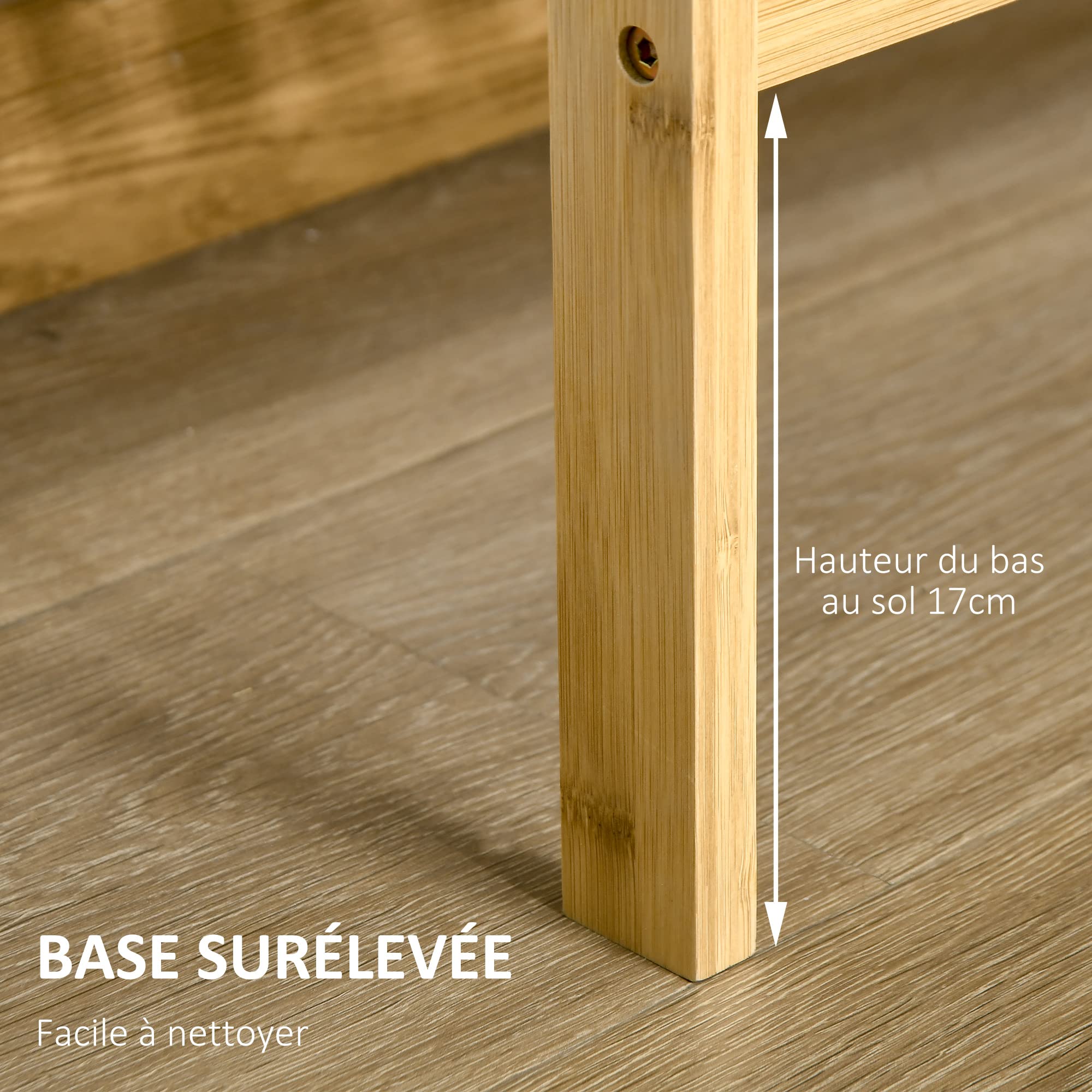 HOMCOM Étagère de Rangement Bambou 3 Niveaux 62 x 33 x 80 cm Bois Naturel | Bibliothèque, pour Salon, Chambre et Bureau