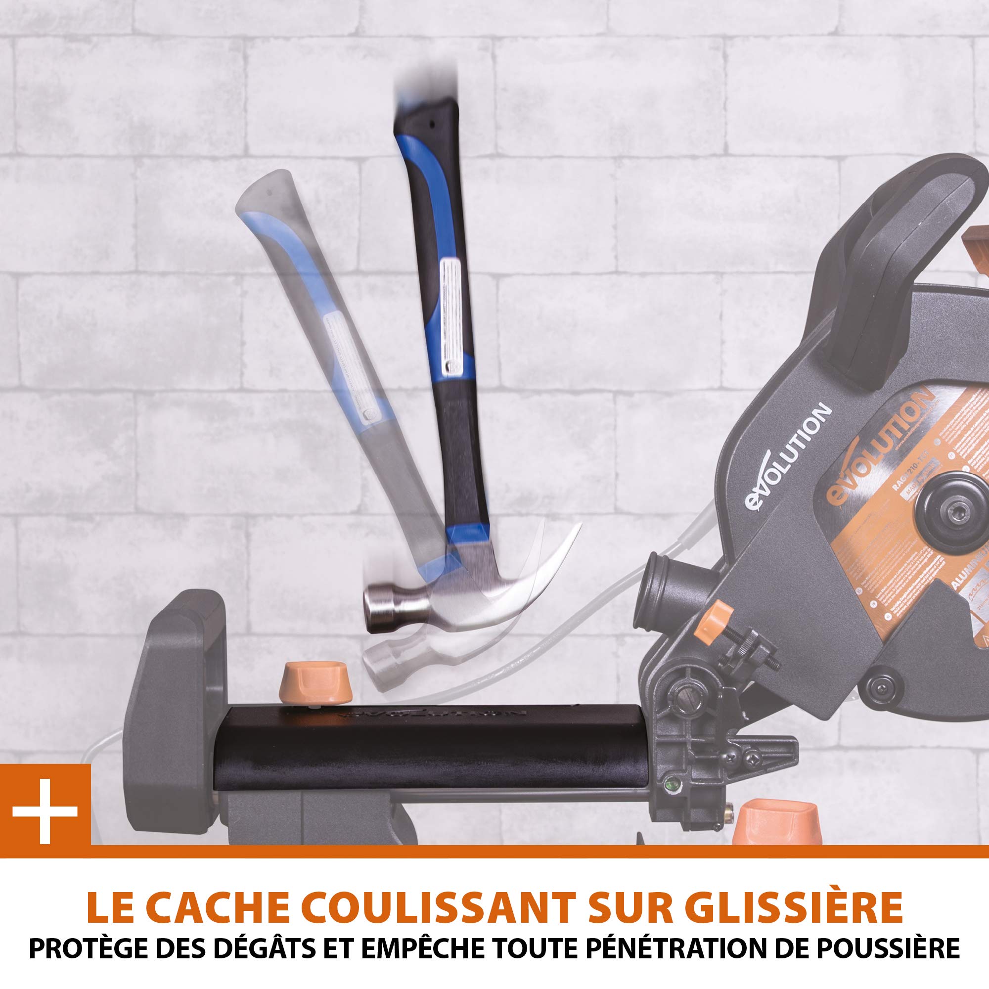 Evolution Power Tools Scie à Onglet Coulissante R210SMS+ 210mm, 0-45° Biseau, 50-50° Onglet, Coupe Multi-Matériaux
