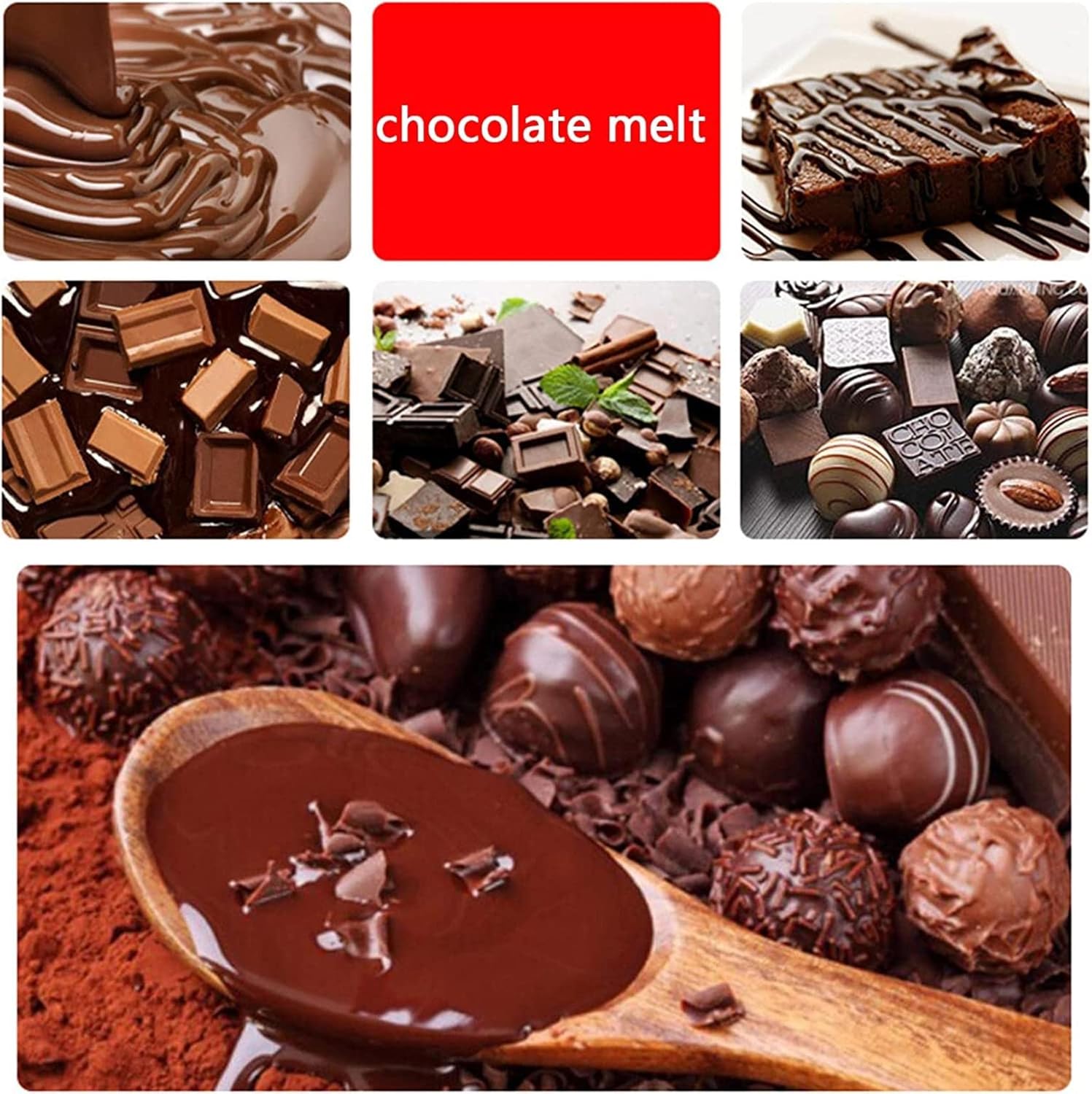 Chocolate Tempering Machine, Heated Chocolate Melter with Lid, Stainless Steel Electric Food Warmer 2-Pot, with Temperature Control (30~80℃), for Catering Restaurant Home Party