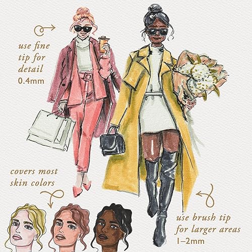 Miniatura 3 de Primrosia Rotuladores de doble punta y conjuntos de tonos de piel, punta fina y acuarela, para bocetos artísticos, ilustración, caligrafía,