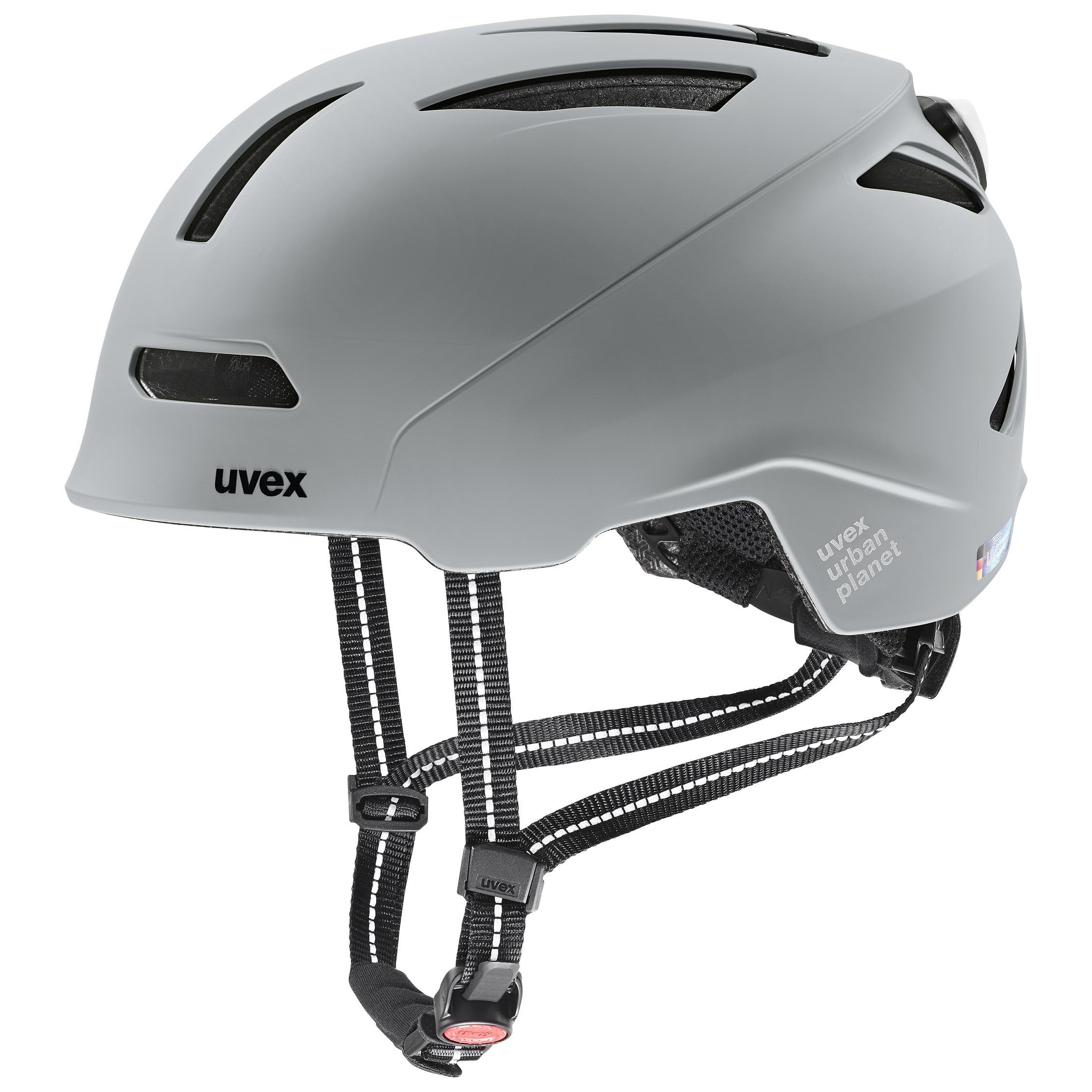 uvex urban Planet LED - robuster Fahrradhelm für Damen und Herren - individuelle Größenanpassung - inkl. LED-Licht - Rhino matt - 58-61 cm