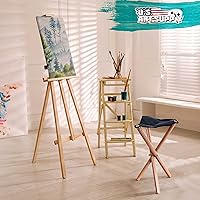 Vista 2 de US Art Supply - Taburete plegable de madera de tres patas con asiento de cuero