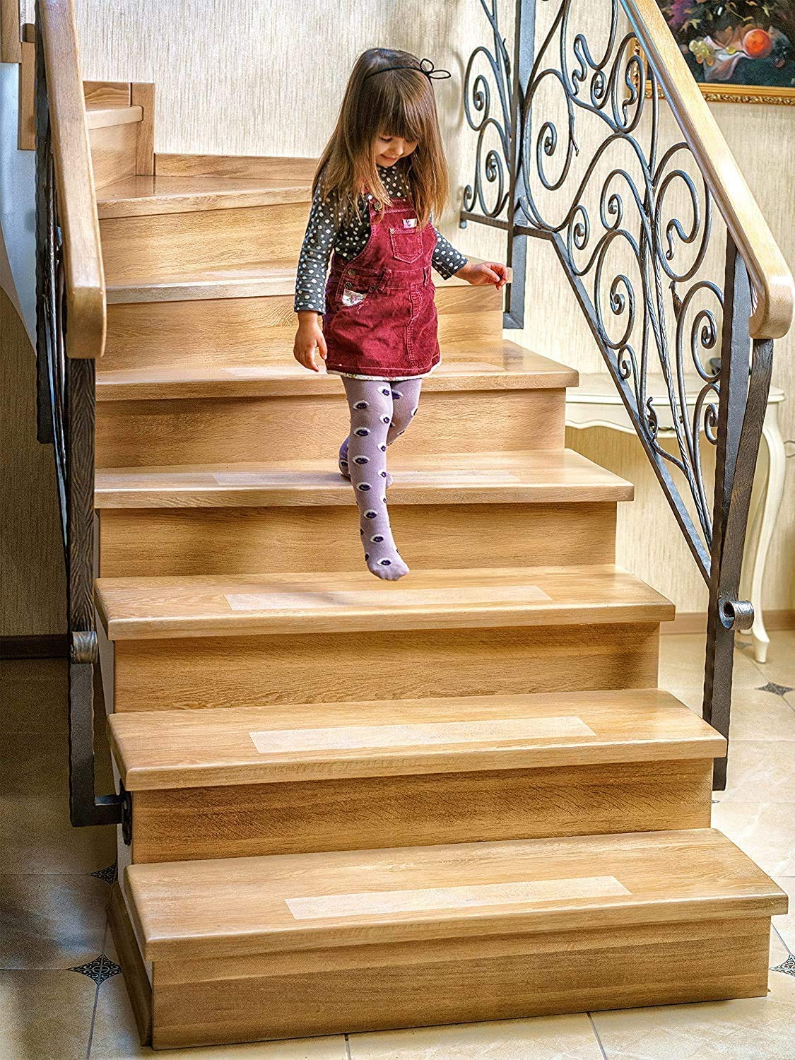 15 Pièces 15 x 80cm Marche pour Escalier Antidérapant Transparent, Bande Anti-dérapant pour Escalier, Autocollant Adhésifs de Protection pour Tapis d’escalier Intérieur