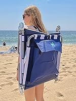 Vista 2 de Ostrich Silla de Salón de Playa, Silla de Tumbona Plegable y Reclinable para Exterior, Rayas Azul Marino/Blanco - Sillas Reclinables Ajustables