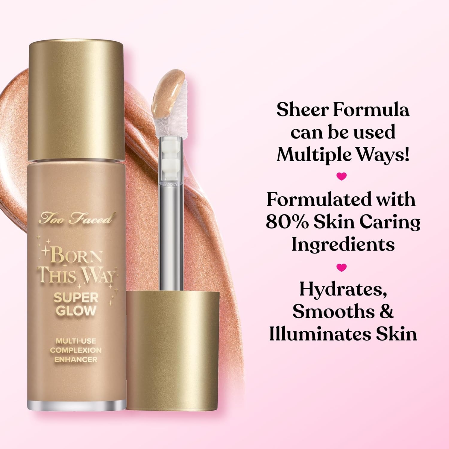 Too Faced Born This Way Super Glow Multi-Use Highlighting Skin Enhancer | Hydrating Natural Glow Gel with Radiant Finish for Illuminated Skin | Non-Greasy + Blendable - Image 6
