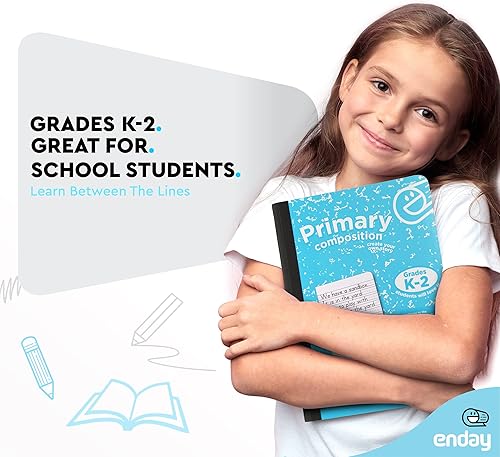 Miniatura 2 de Enday Cuaderno de composición primaria K-2, libro de composición a rayas primarias, cuaderno de composición primaria para niños, cuaderno de 100
