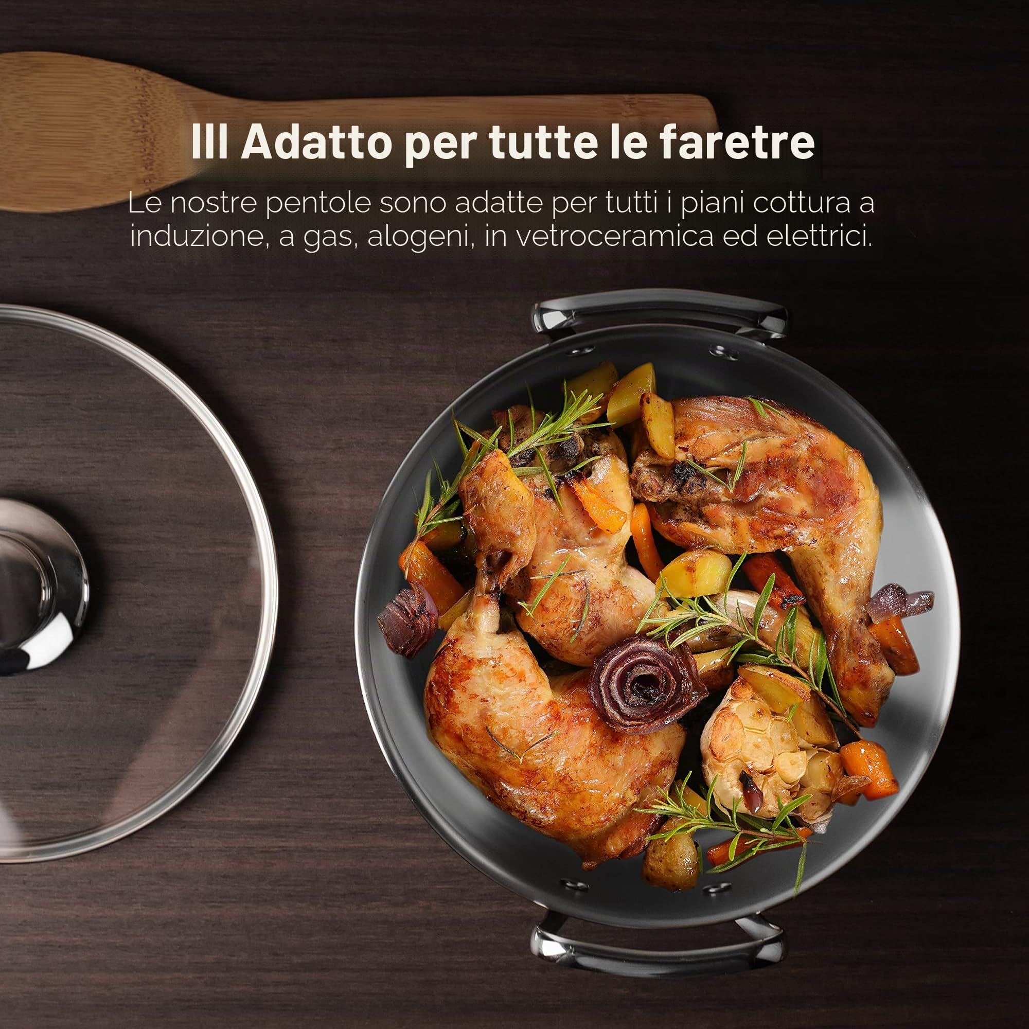Smart MasterPRO - Batteria da cucina - Set da 6 a 6 a 20, 24 e 28 cm di vetro - prodotto in acciaio inossidabile - padelle da cucina - compatibile con tutti i tipi di cucine
