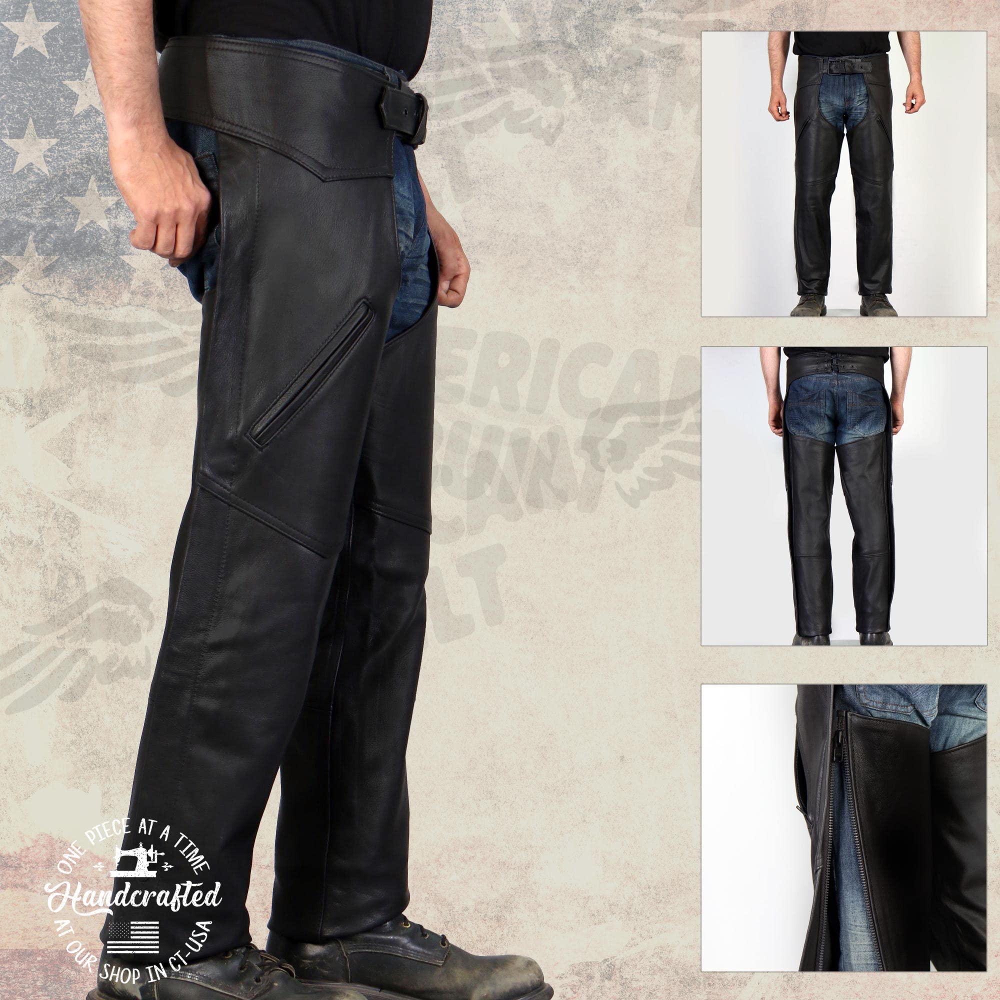 Amazon | Hot Leathers 米国製レザーチャップス メンズ ブラック - M