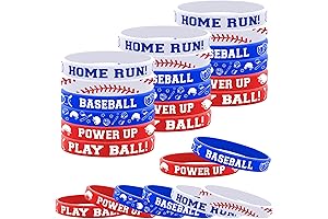 Lesnala Mens Baseball Rubber Bracelets 48Pcs