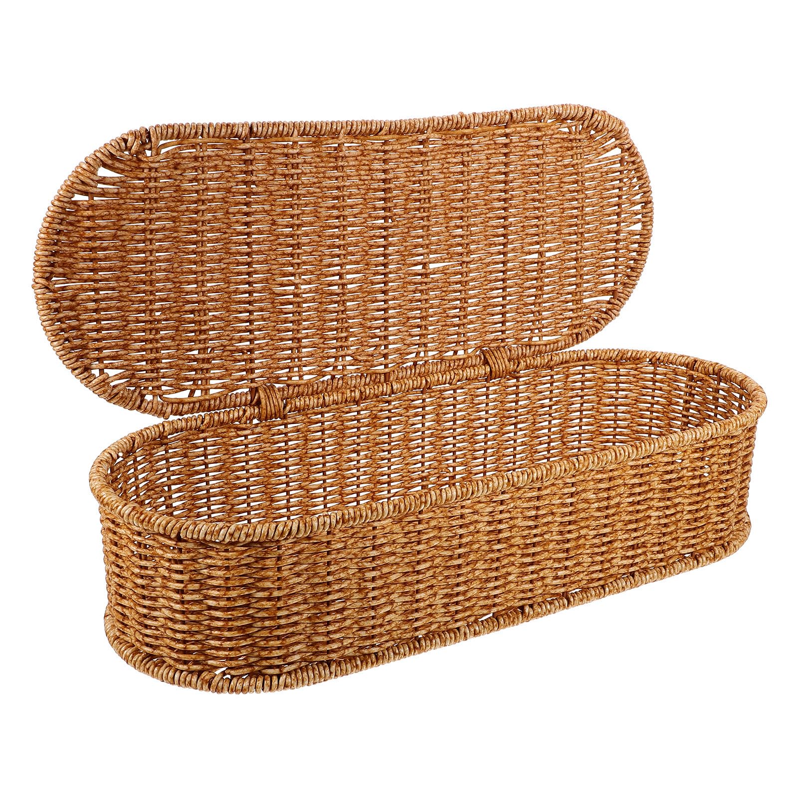 Boîte de rangement imitation rotin GANAZONO avec couvercle marron