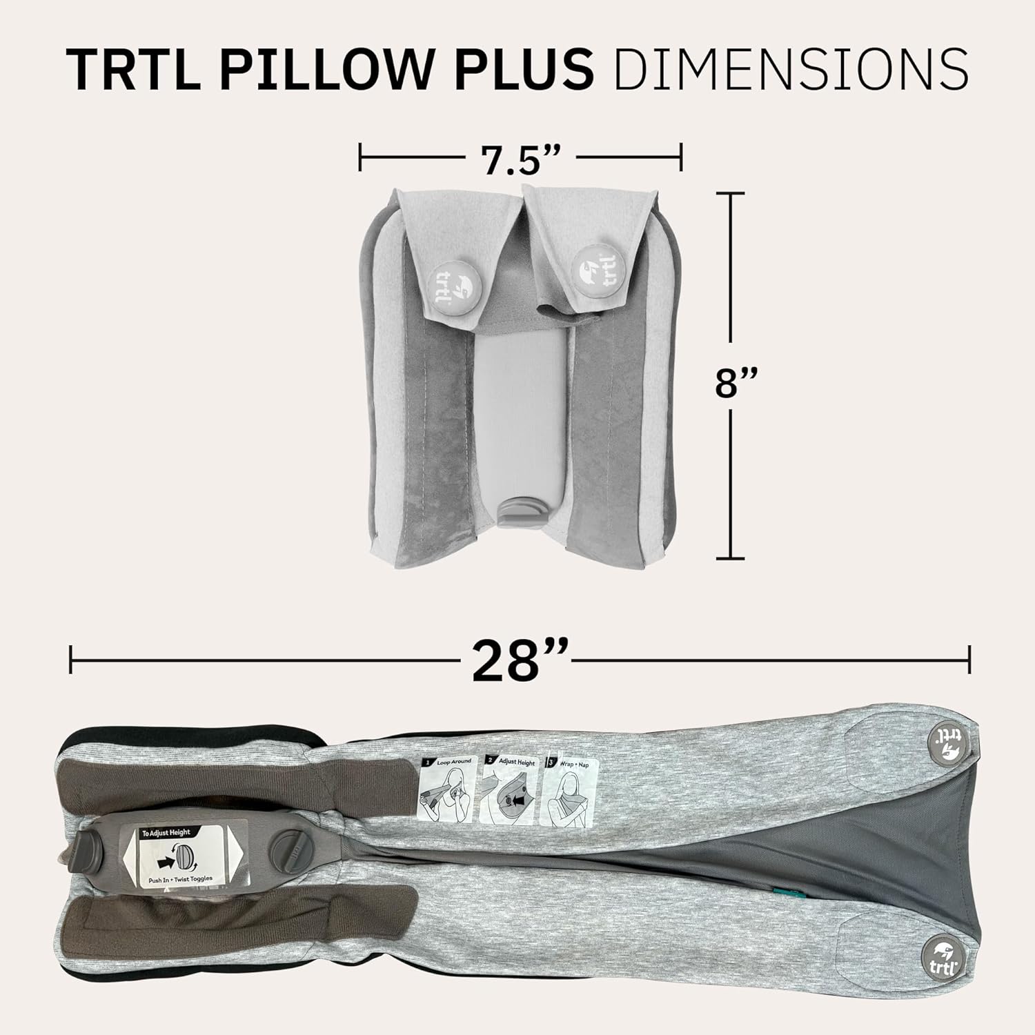 trtl Pillow Plus - Airplane Neck Pillow for Traveling - Height-Adjustable, Breathable Travel Pillow for Head and Neck Support While on Planes, Cars, and Trains - Machine Washable - Image 2
