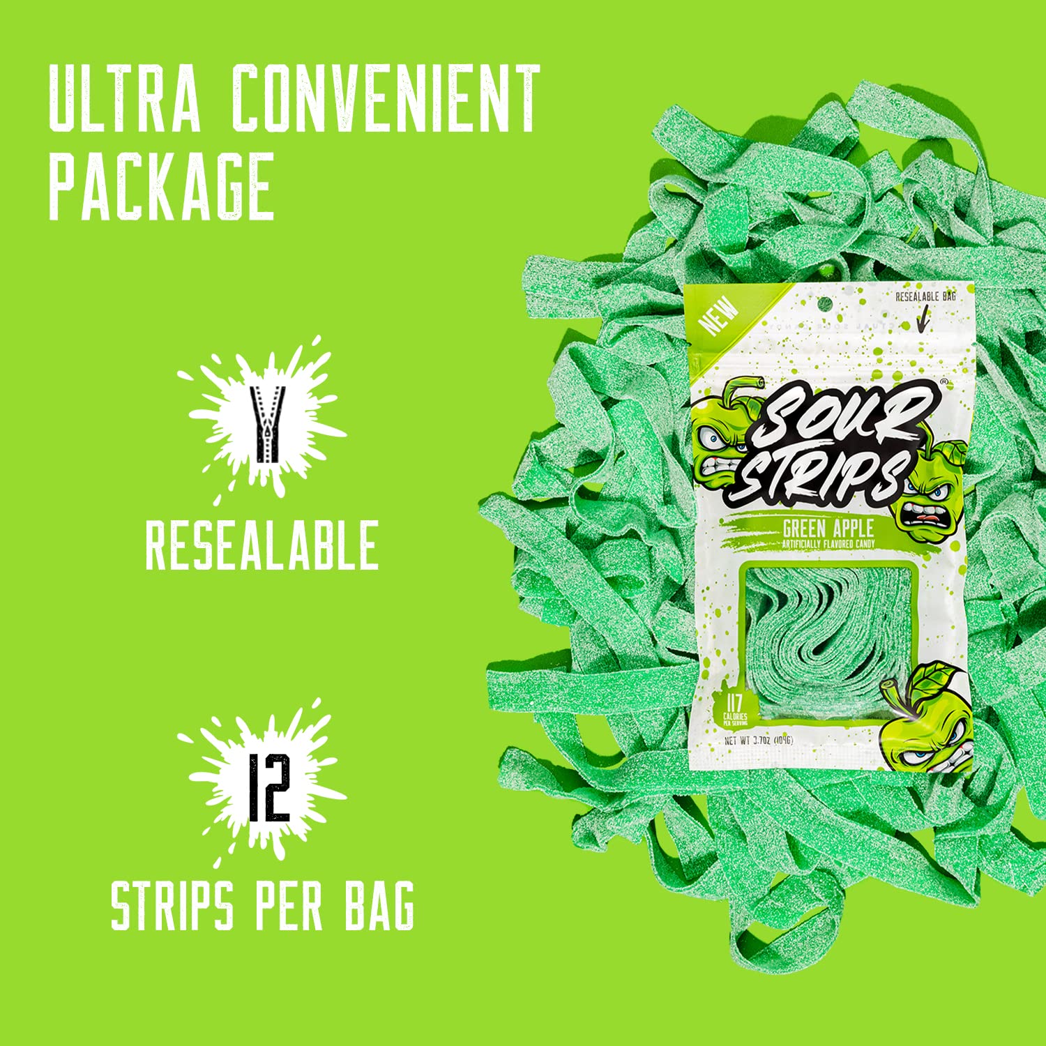 Apple Flavored Sour Candy Strips, Vegan Friendly, 12 Malaysia Ubuy