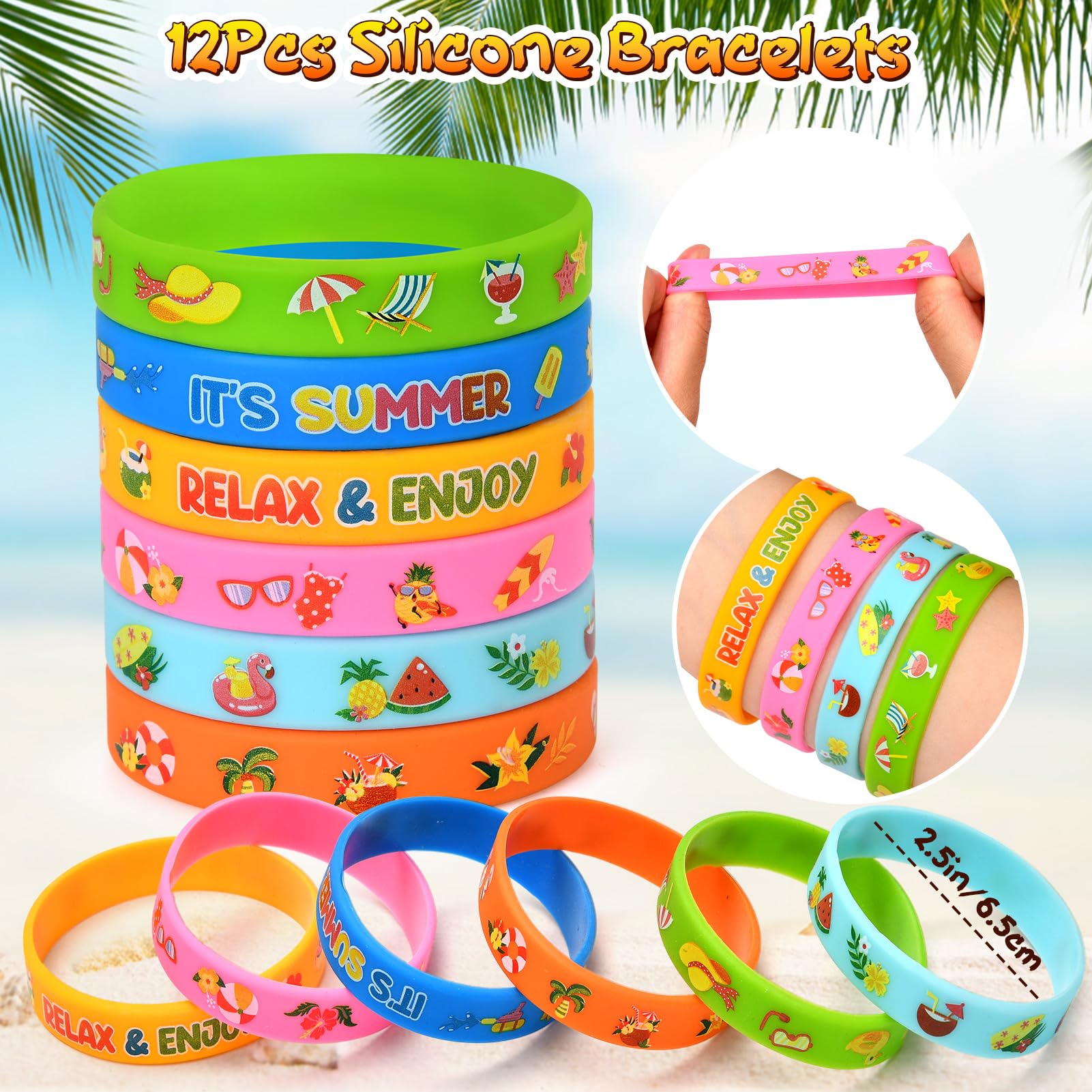 Pool Sommer Mitgebsel Kindergeburtstag Gastgeschenke Mädchen mit Wiederverwendbare Strohhalm Silikon Armbänder Geschenktüten Schlüsselanhänger Aufkleber Hawaii Party Deko Spielzeug Kinder Give Aways