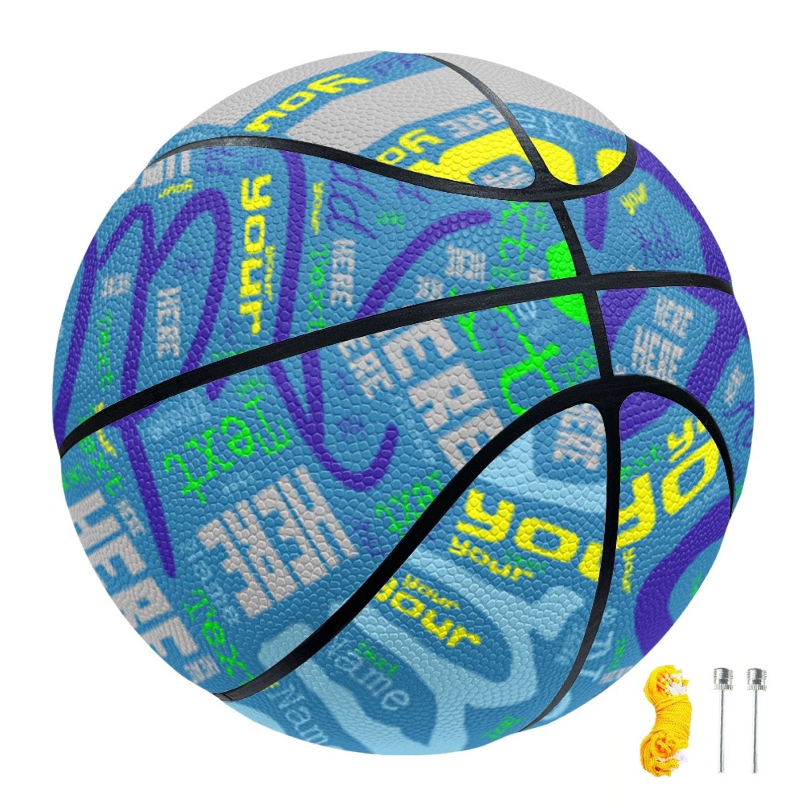 Ballon de Basket Personnalisé Décoratif, Ballon de Basket Taille 5/7, Adapté à Une Utilisation en intérieur/extérieur, pour Les équipes (Impression intégrale)