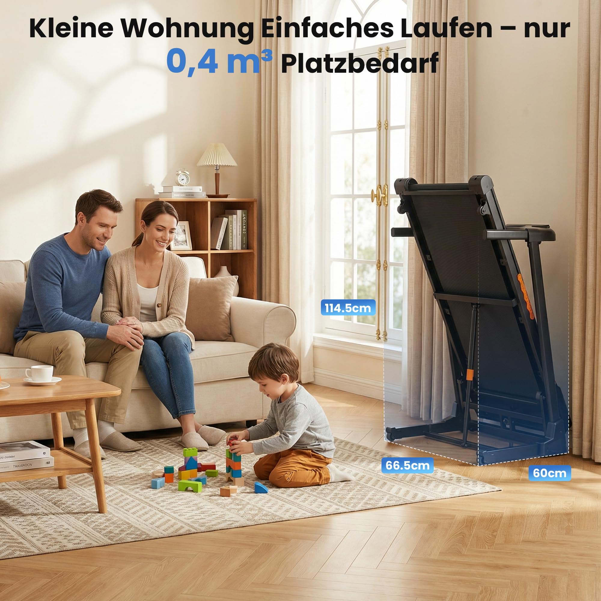 Laufband Klappbar mit 15% Auto-Steigung für intensives Workout