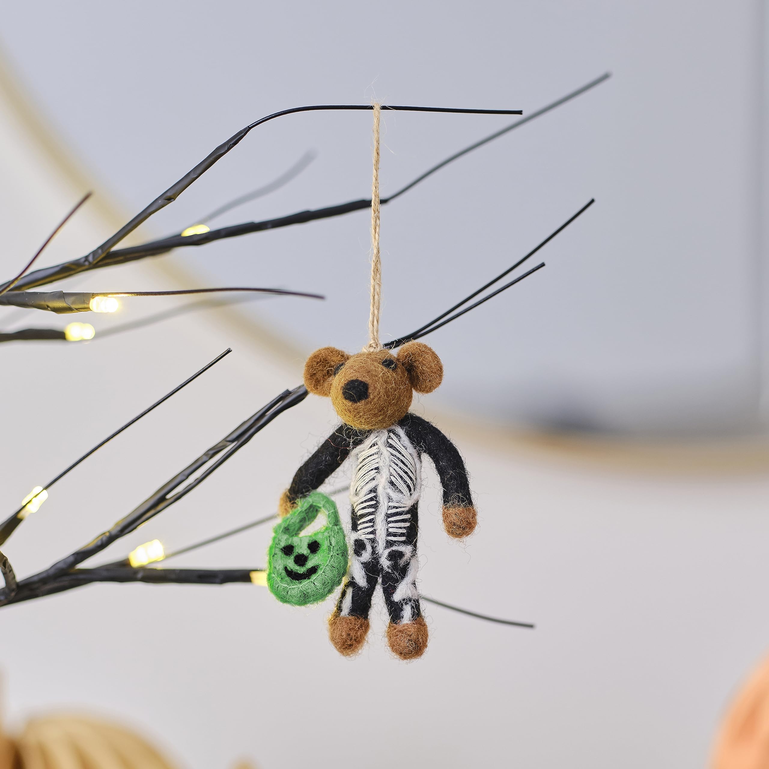 Ginger Ray Felt Skeleton Bear Hanging Ornament Halloween Tree Decoration