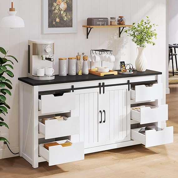 YITAHOME Farmhouse Buffet with Storage & 6 Drawers