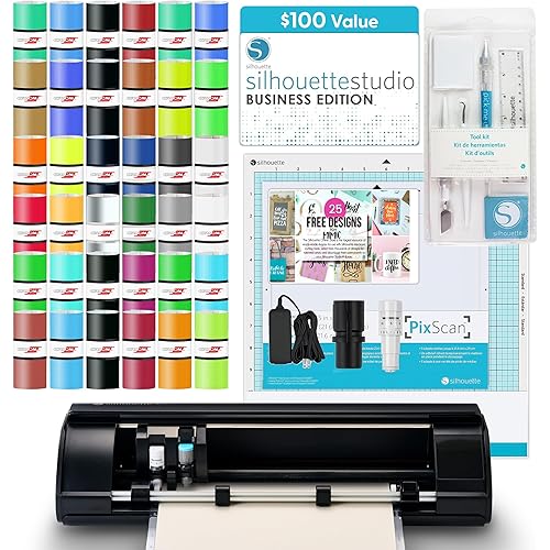 Silhouette America Cameo 5 Alpha (α) - Smart Cutting Machine for Print & Cut - Quiet Operation with AutoBlade, Studio Software, Cutting Mat- Matte Black (Deluxe Bundle)