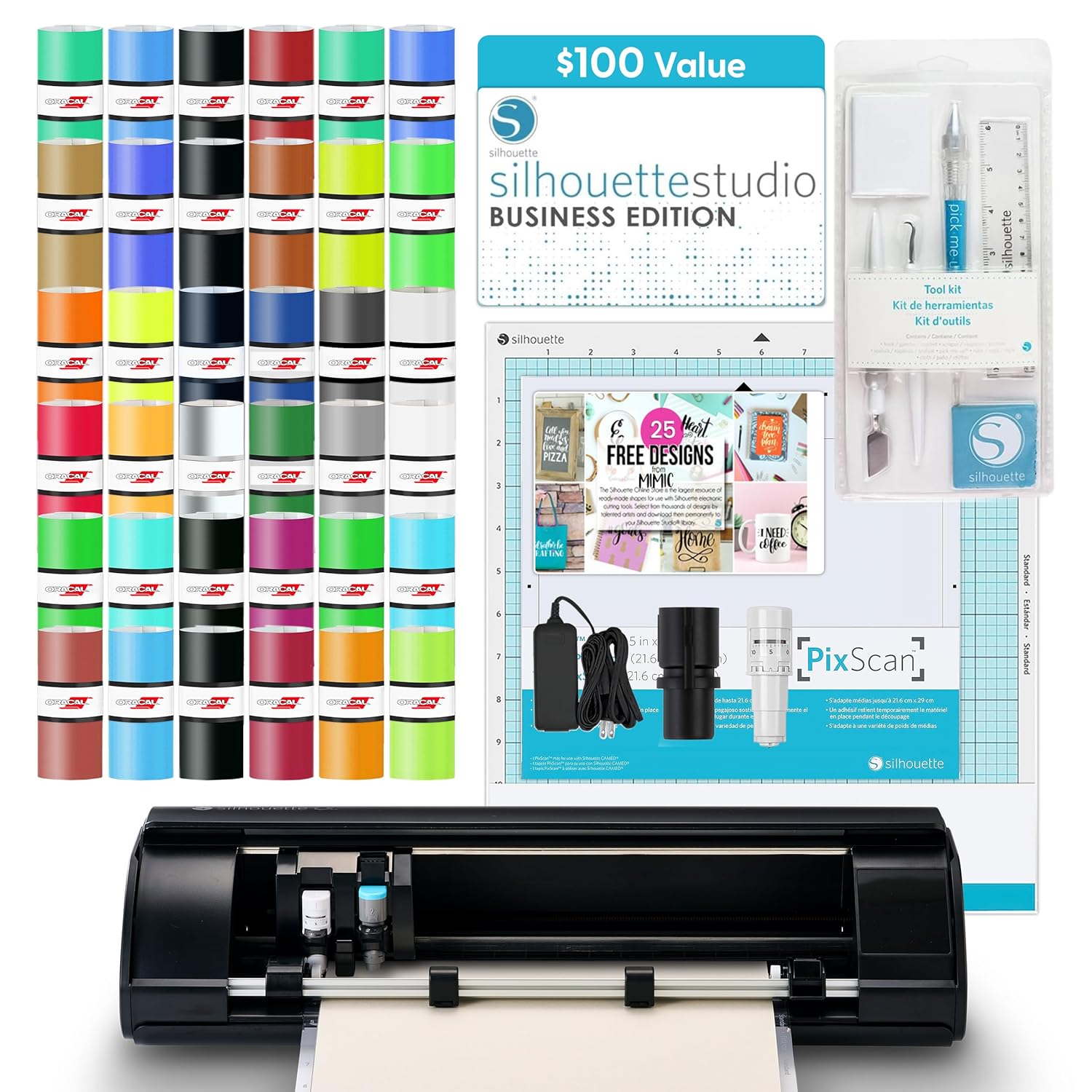 Silhouette America Cameo 5 Alpha (α) - Smart Cutting Machine for Print & Cut - Quiet Operation with AutoBlade, Studio Software, Cutting Mat- Matte Black (Deluxe Bundle)