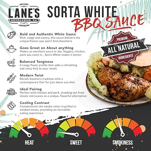 Miniatura 2 de Lane's Sorta White BBQ Sauce, galardonada salsa de pollo, va bien con salsa de carne, carne y hamburguesa, hecha en Estados Unidos, salsa blanca