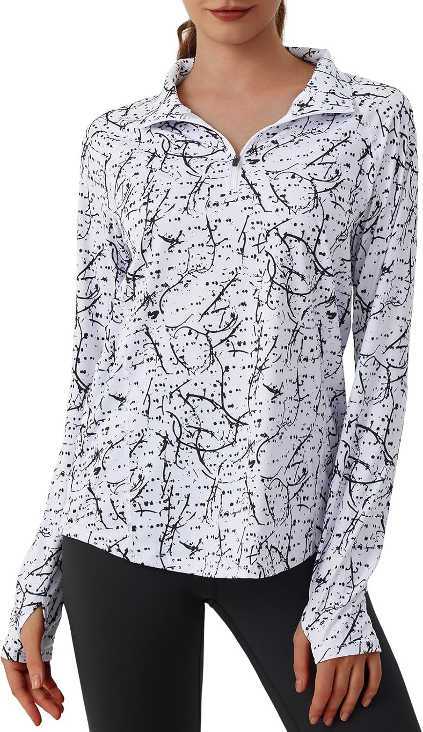 beroy Women's 1/4 Zip Shirts Pullover Long Sleeve Workout Tops Quarter Zip Athletic Hiking Running Sun Shirt