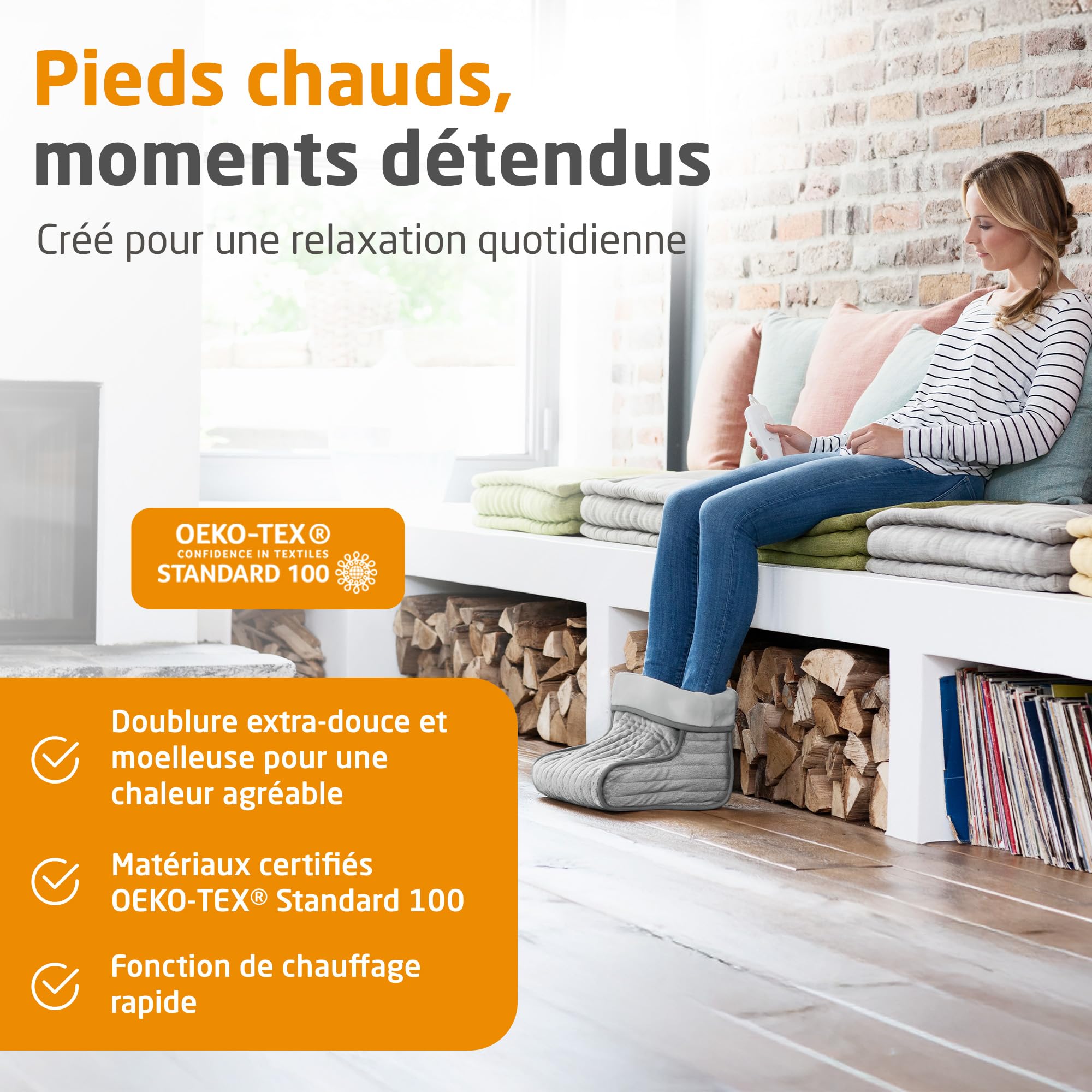 medisana FWS chauffe-pieds, Couverture chauffante pour pieds, Doublure intérieure pelucheuse et lavable, Arrêt automatique, Protection contre la surchauffe, Jusqu'à la pointure 46
