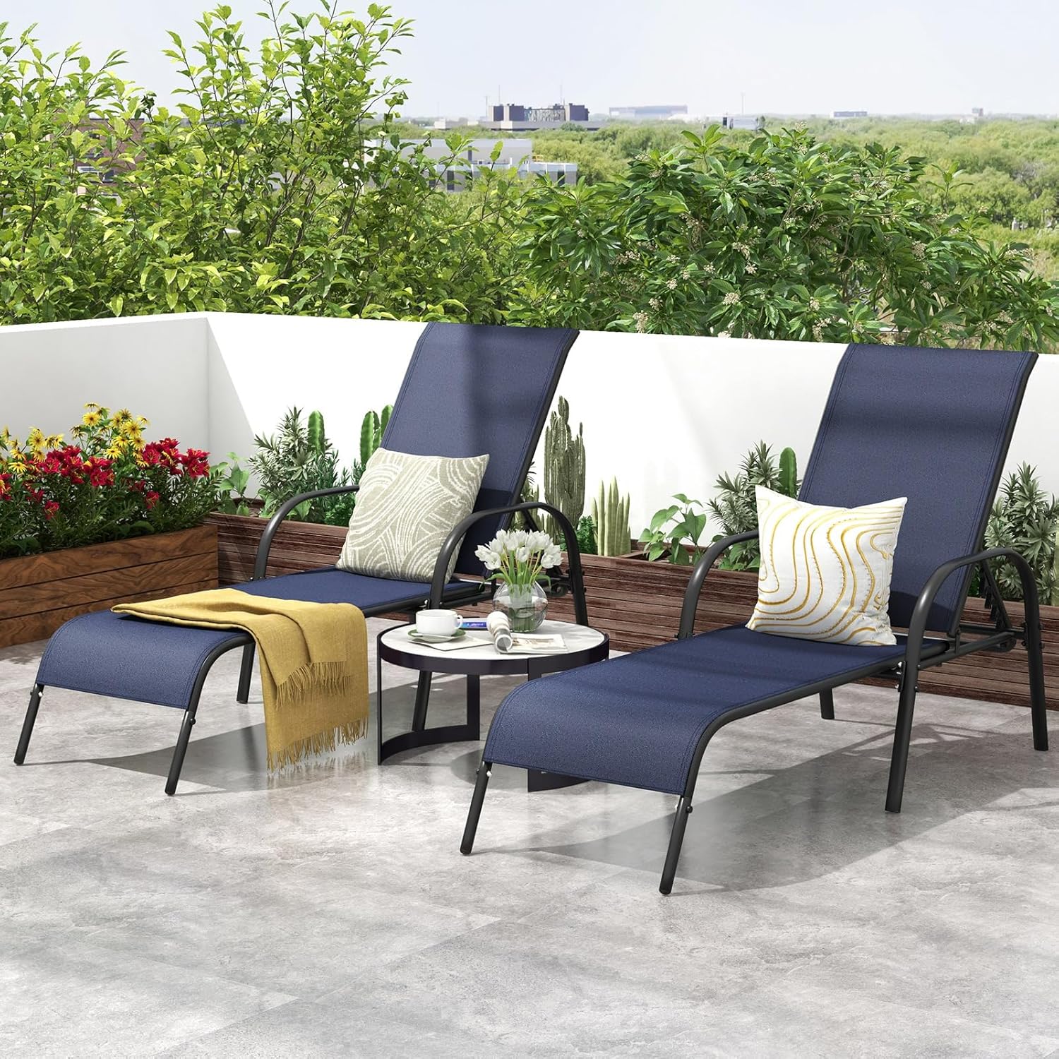 HOMGX Lounge Chair Outdoor Set of 2, FivePosition