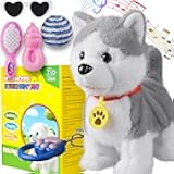 Marsjoy Husky Walking Barking Dog for Kids Interactive Musical Puppy Robot Repeats What You Say, Realistic Licking Tongue Wagging Tail Remote Control Toddler Toys for Girls and Boys Birthday Gifts