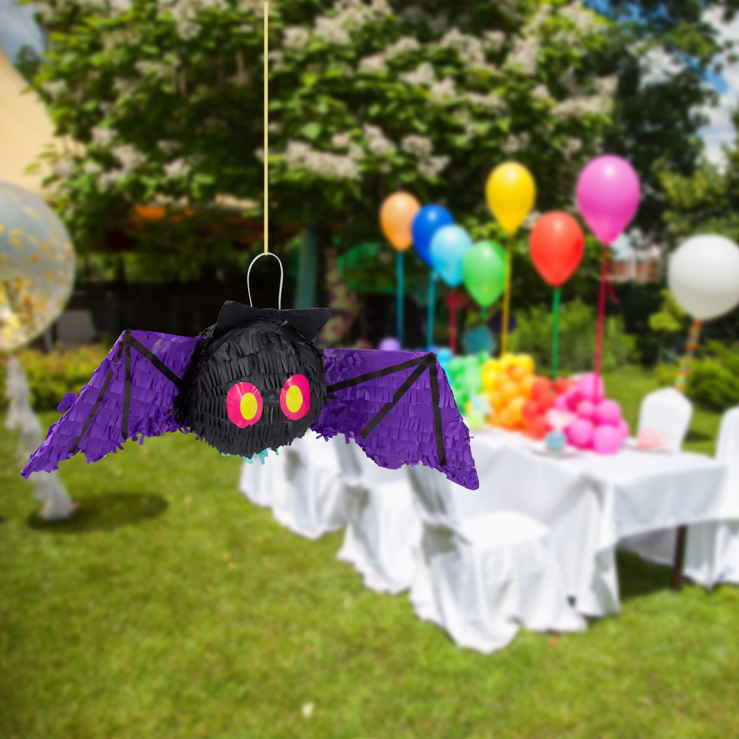 Relaxdays 3 piñatas de murciélago colgantes para niños y adultos, para cumpleaños, Halloween, relleno, papel, color negro