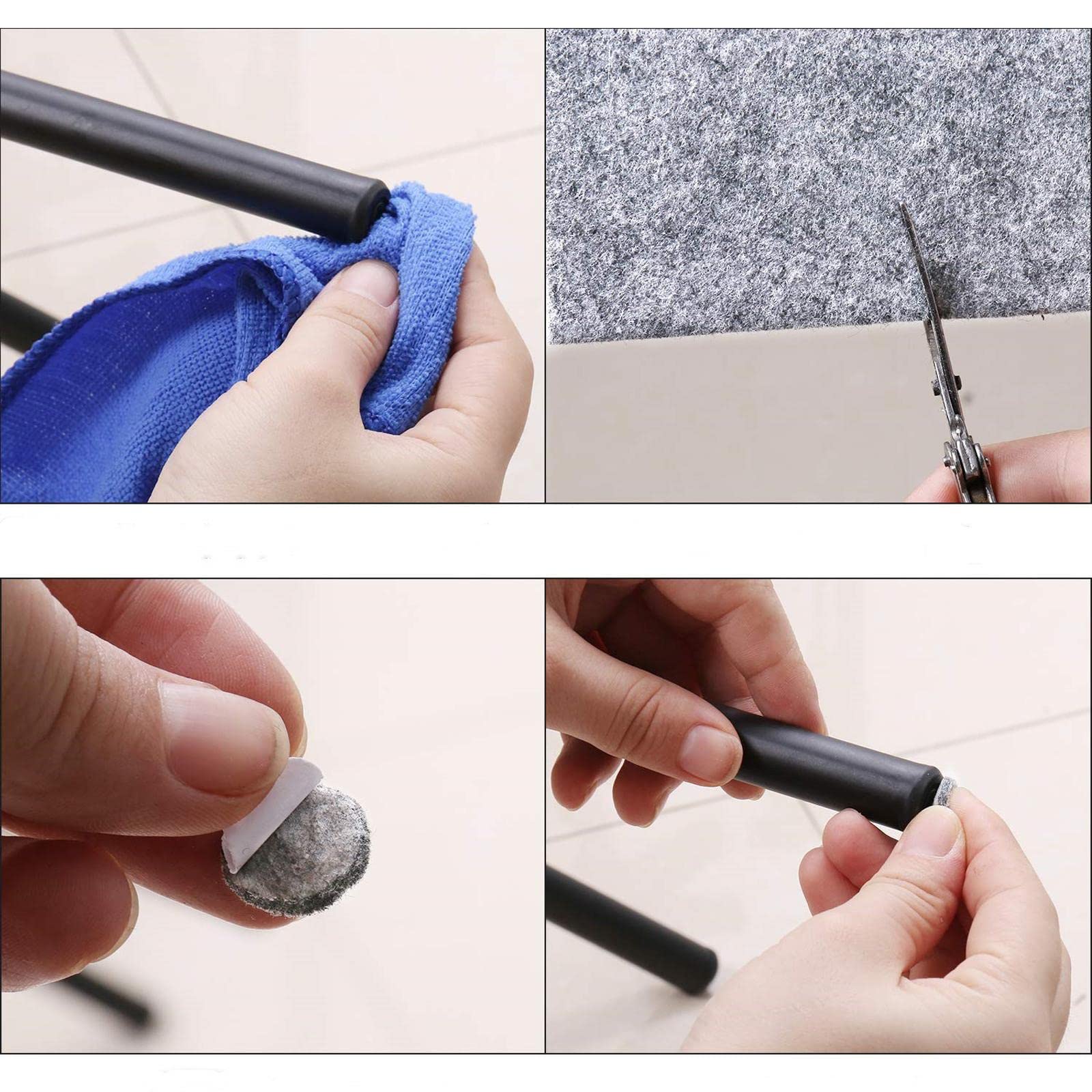 Juego de 5 rollos de fieltro autoadhesivos para superficies duras, tiras de fieltro resistentes, color gris claro