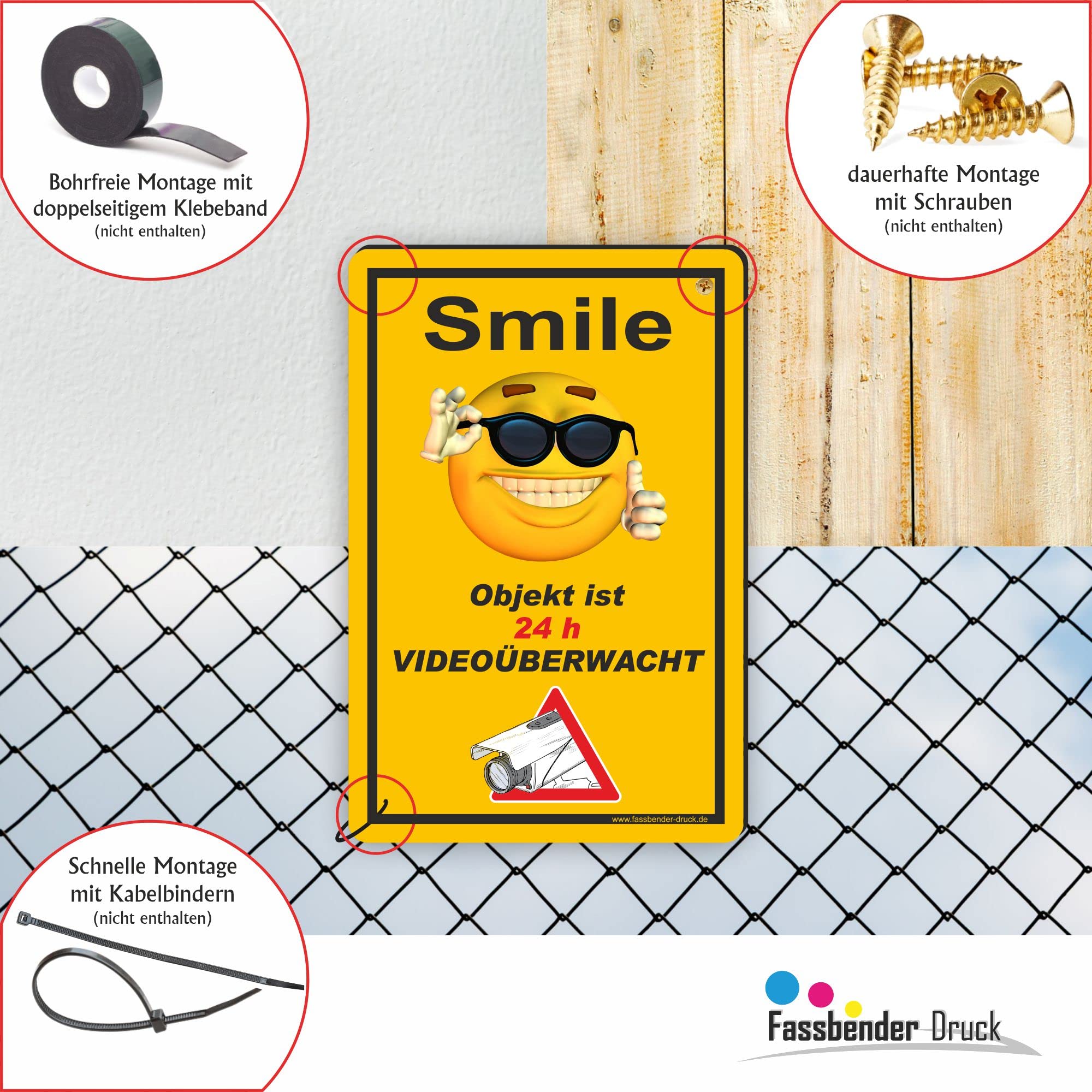 ANLEY Smile You Are On Camera Schild – 7x10 Zoll, Aluminium, Wetterfest