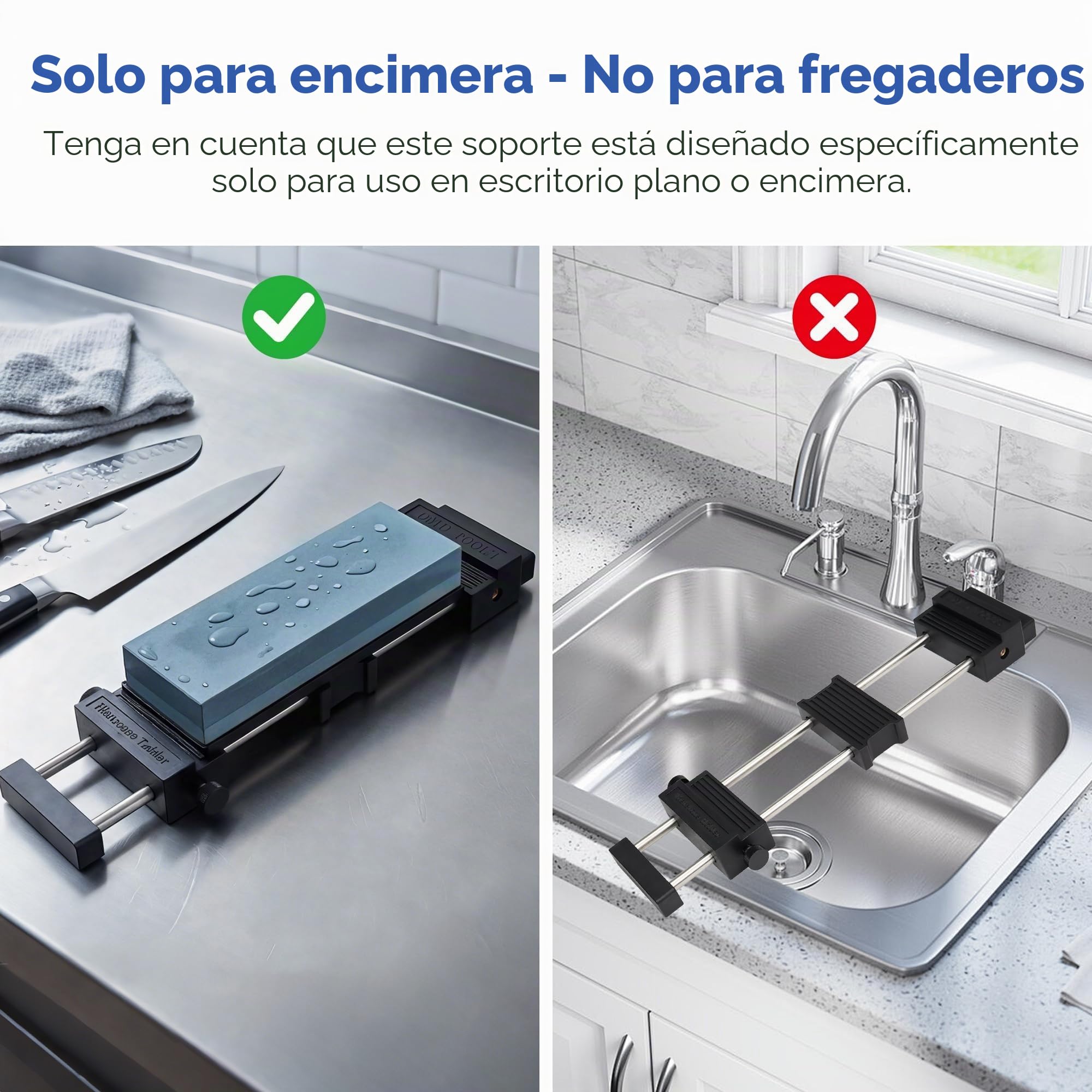 Soporte para piedra de afilar, goma antideslizante ajustable de acero inoxidable 304 para un afilado fácil