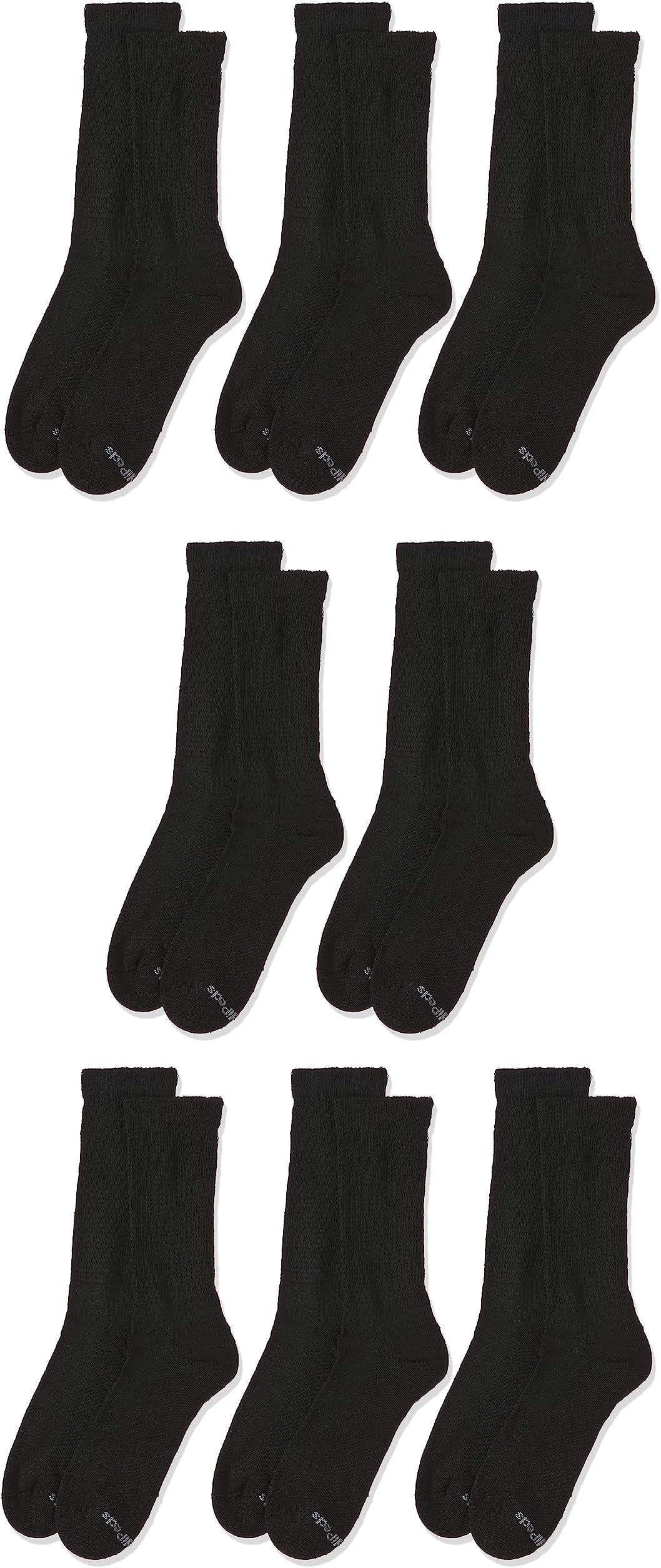 MediPEDS 8 Pair Diabetic Crew Socks with Non-Binding Top