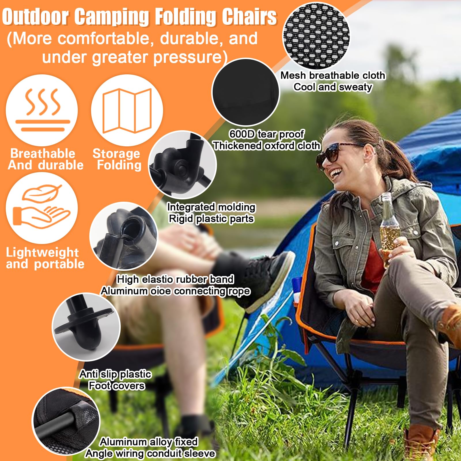 Silla plegable de camping, con bolsa de transporte, silla de pesca, camping, pícnic, pesca, senderismo, camping